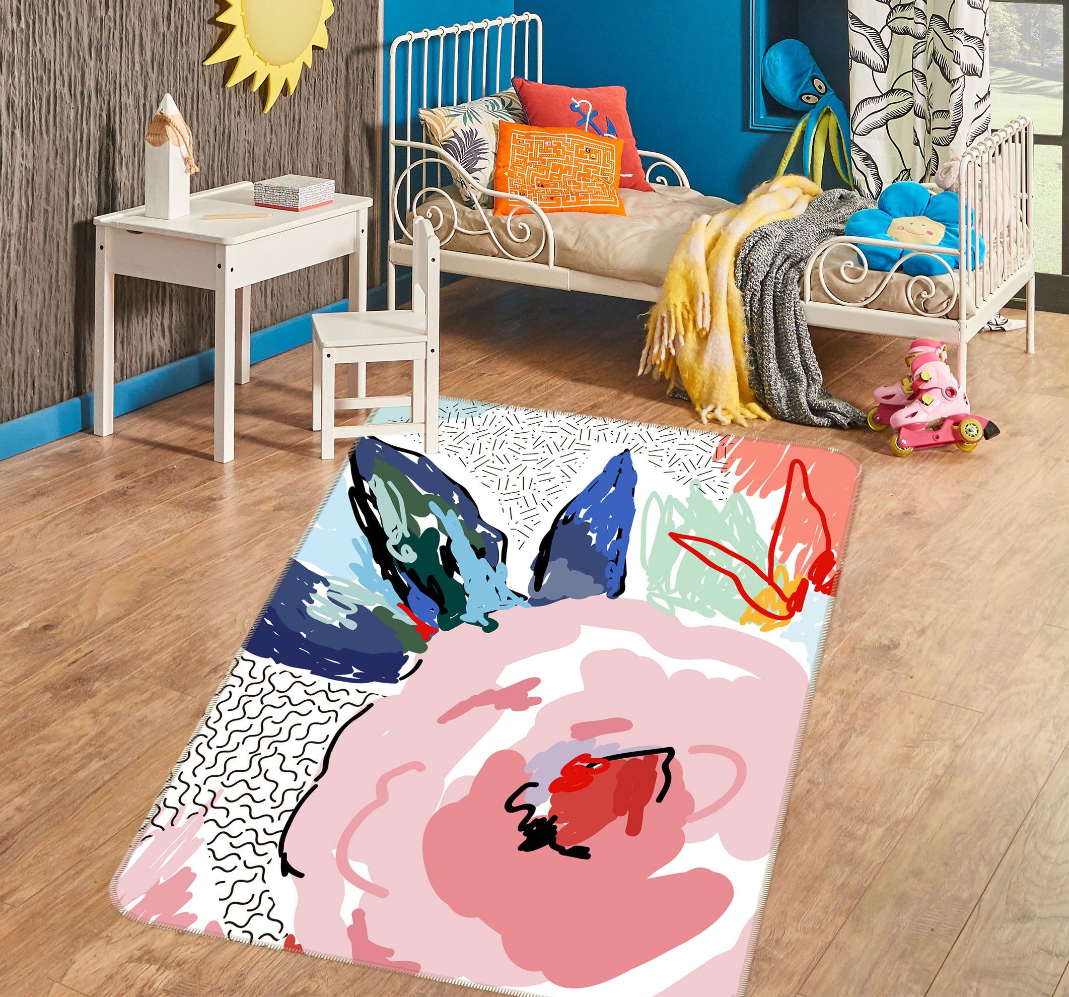 3D Pink Flower 33086 Non Slip Rug Mat
