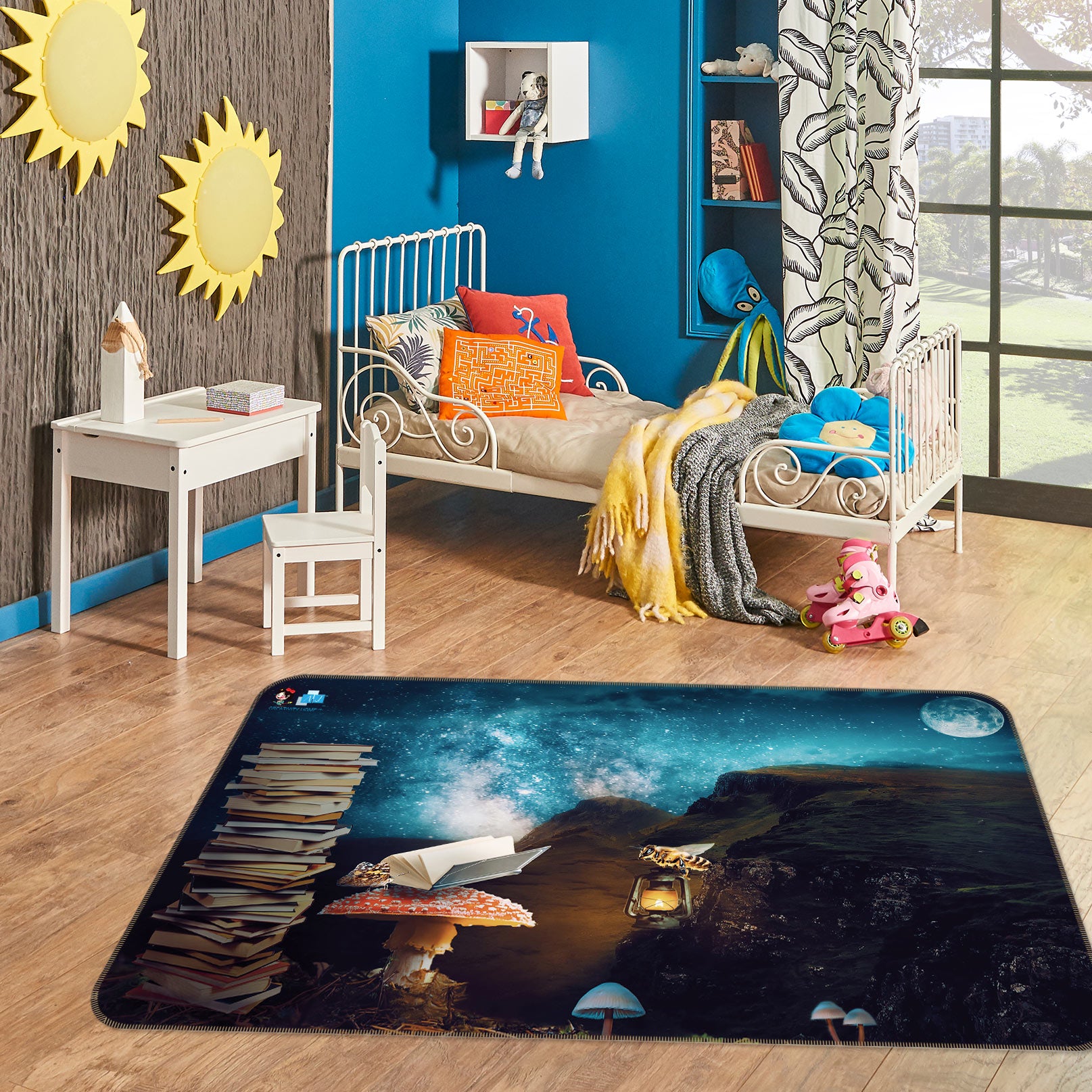 3D Mushroom Book 5119 Beth Sheridan Rug Non Slip Rug Mat