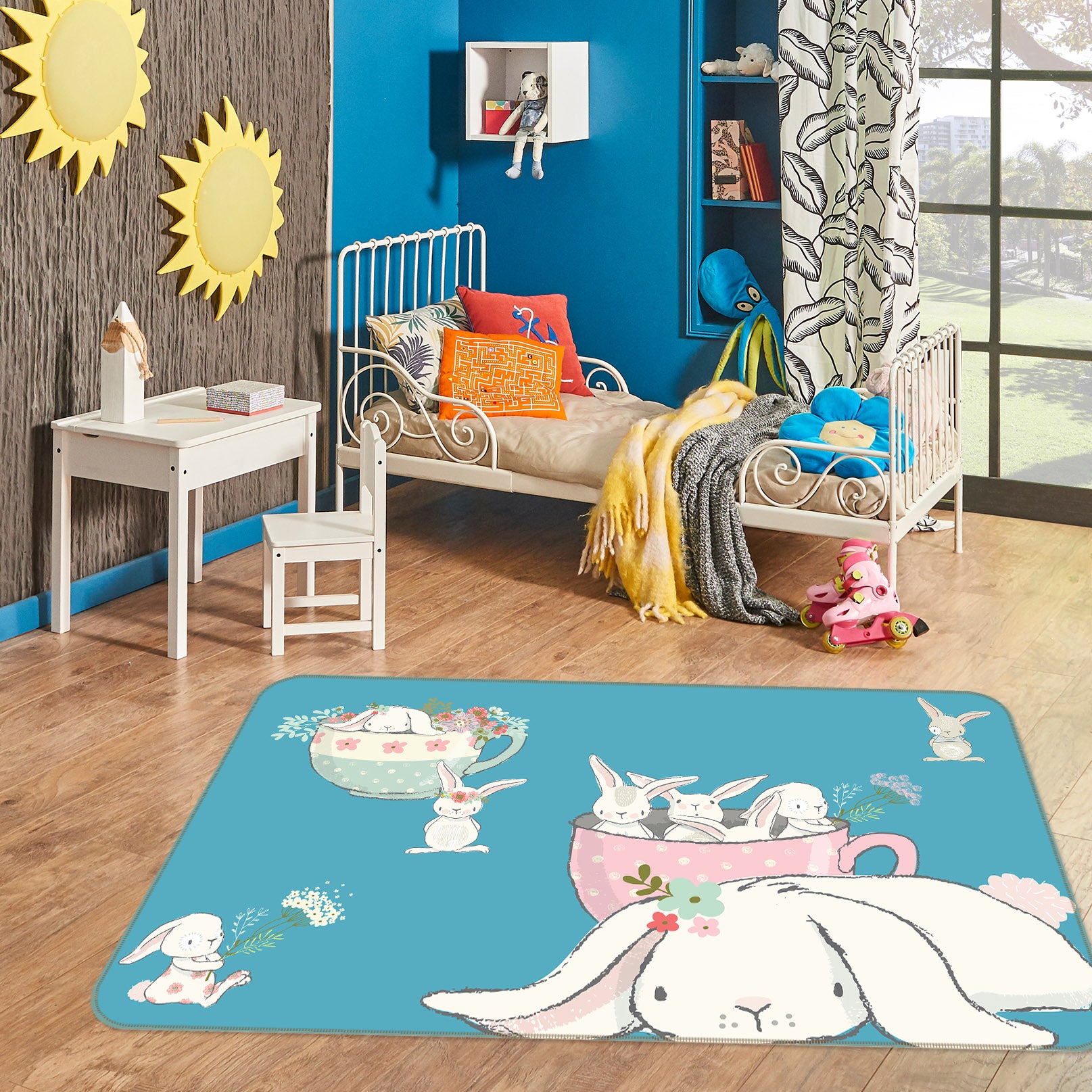3D Cute Rabbit 65142 Non Slip Rug Mat