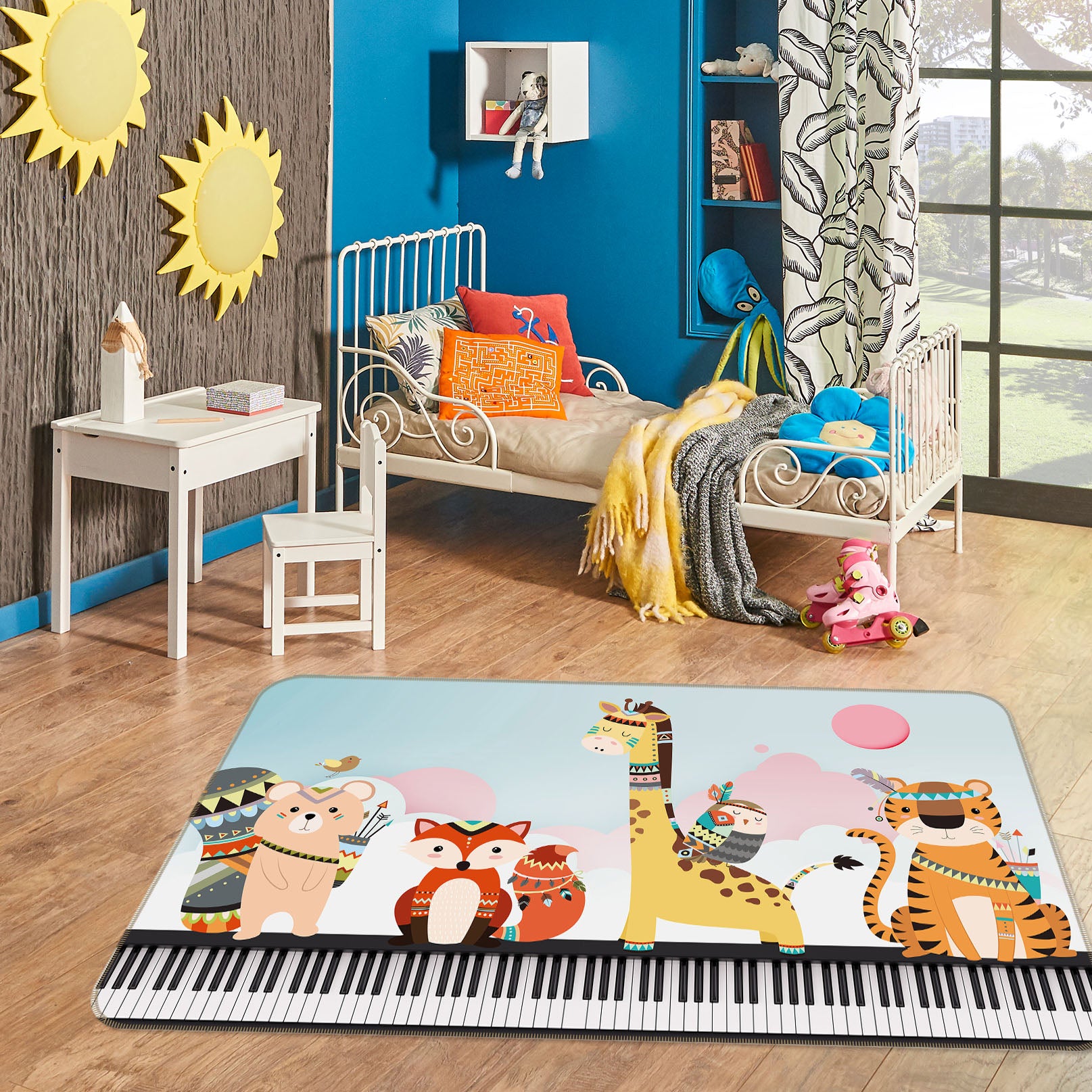 3D Animals Piano 34087 Non Slip Rug Mat