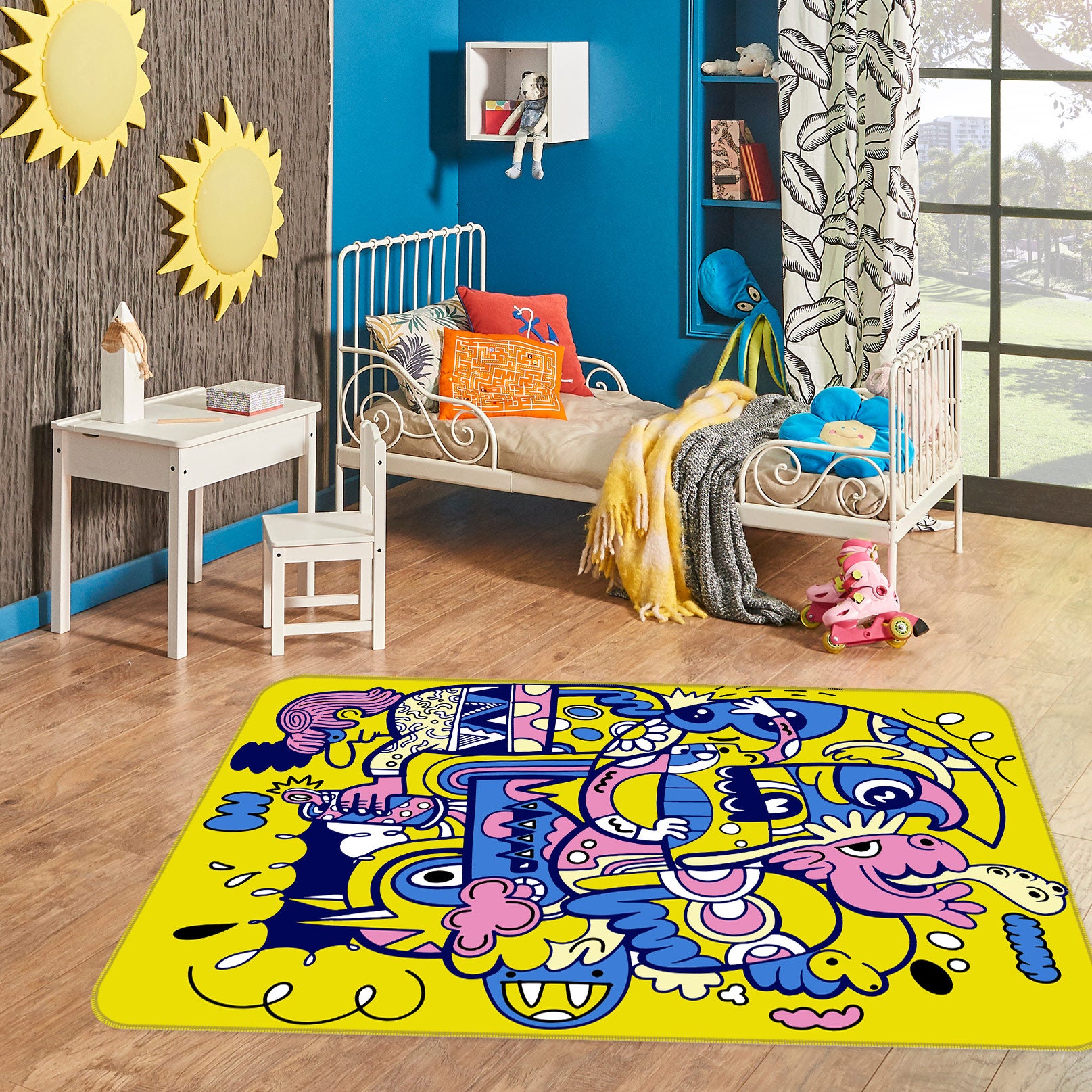 3D Yellow Cartoon 30046 Non Slip Rug Mat