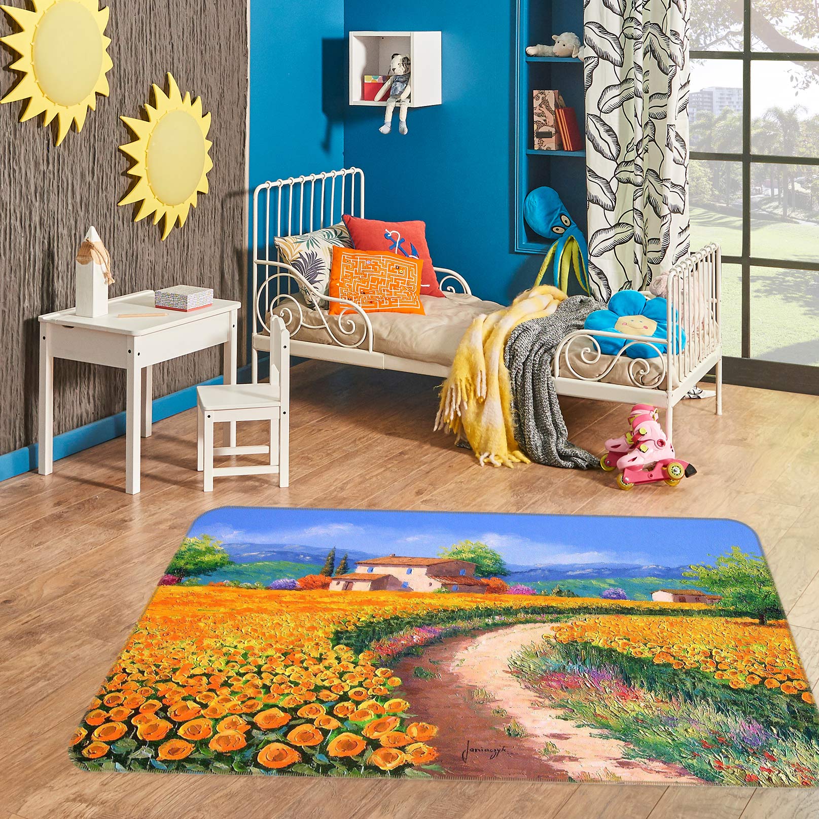 3D Flower Path 75290 Non Slip Rug Mat