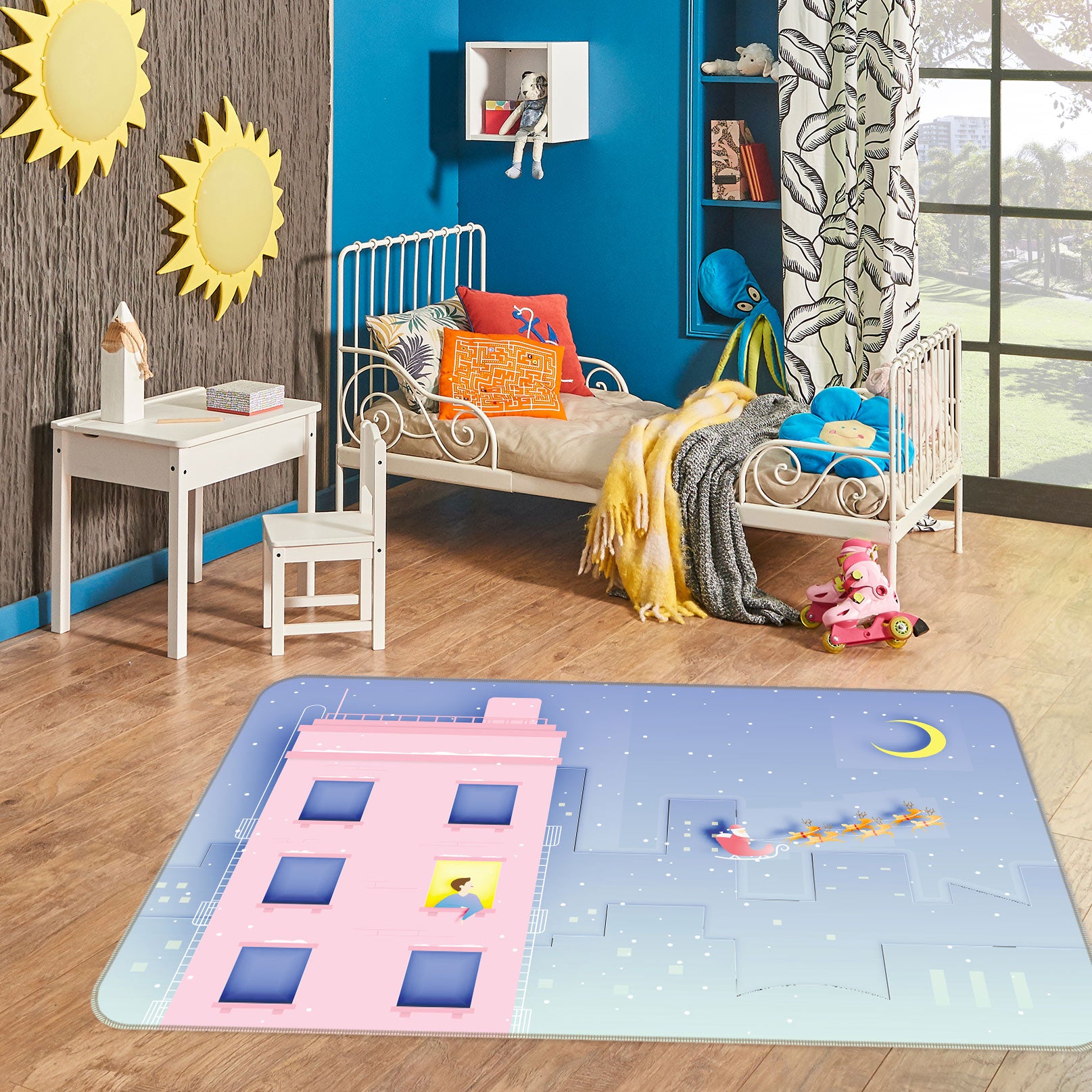 3D Pink Building 77200 Non Slip Rug Mat