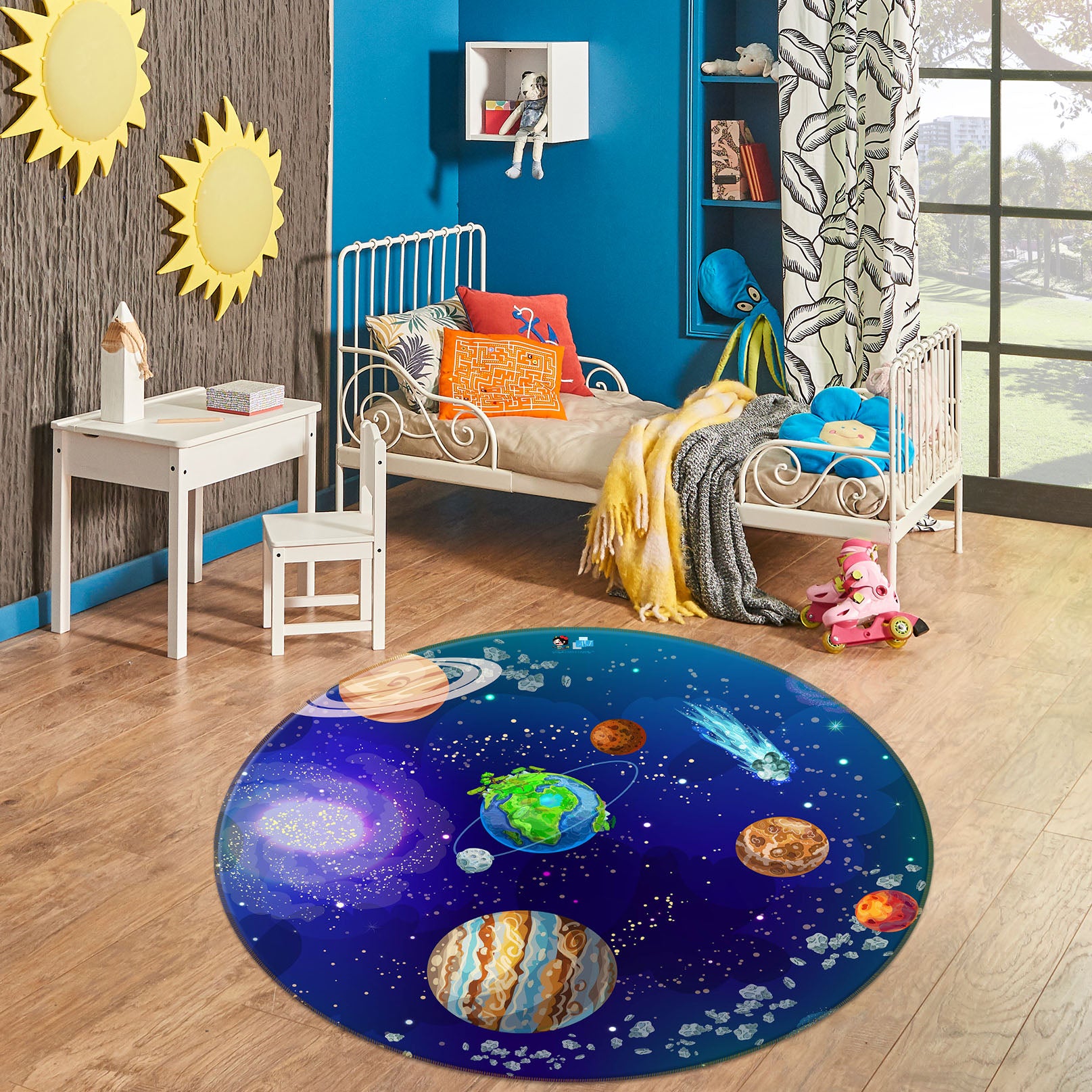 3D Color Planet 75057 Round Non Slip Rug Mat