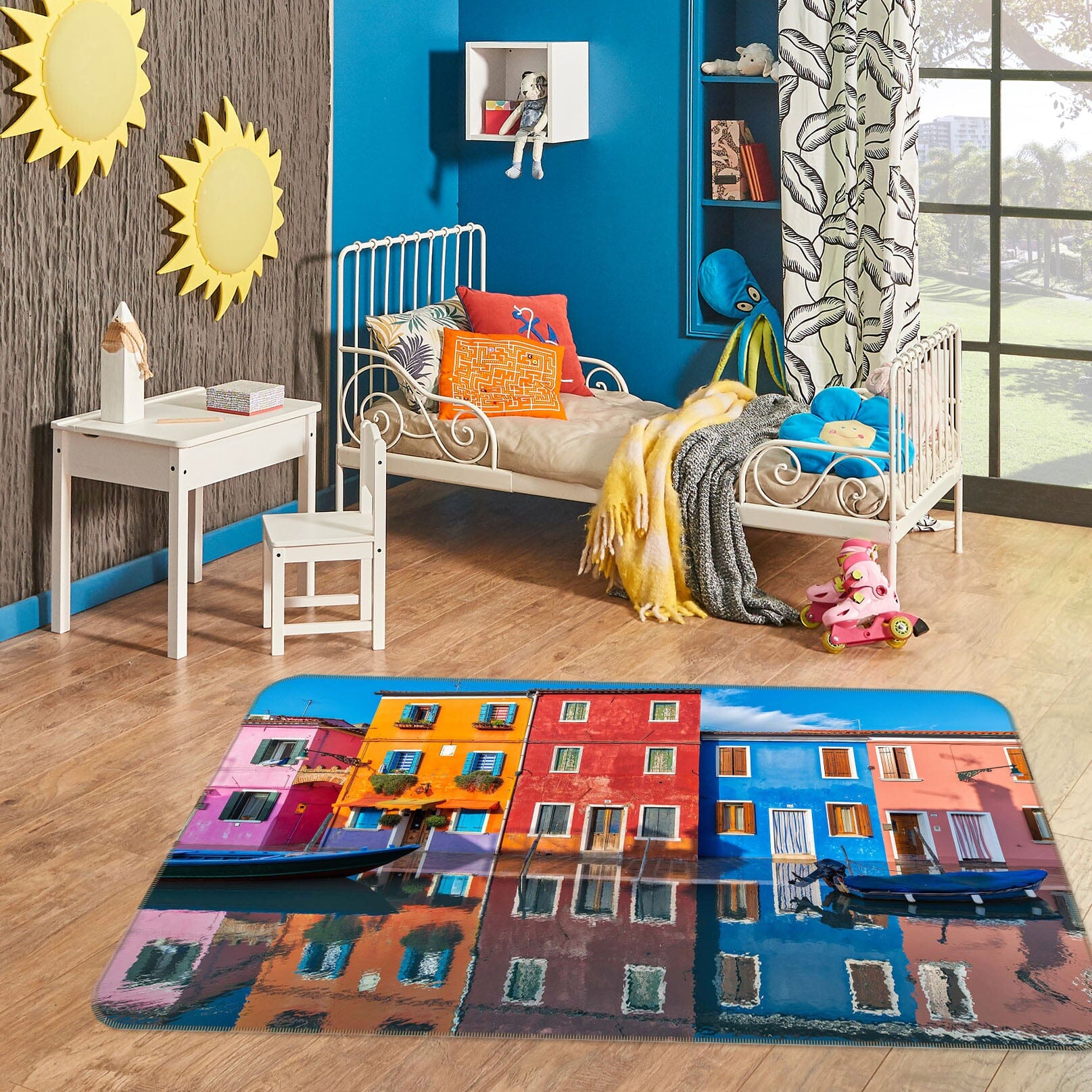 3D Color Houses 1190 Marco Carmassi Rug Non Slip Rug Mat Mat AJ Creativity Home 