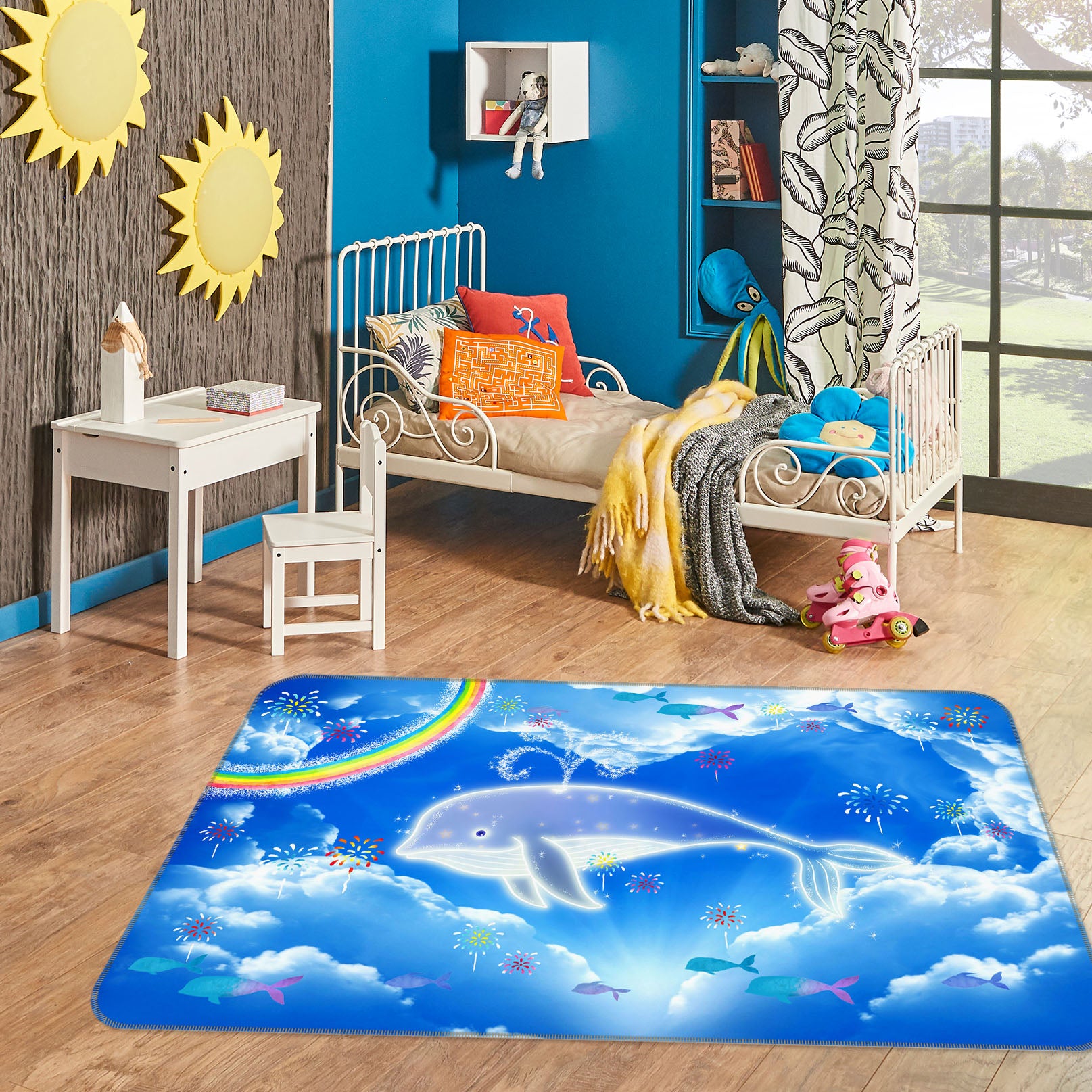 3D Dolphin Cloud 34016 Non Slip Rug Mat