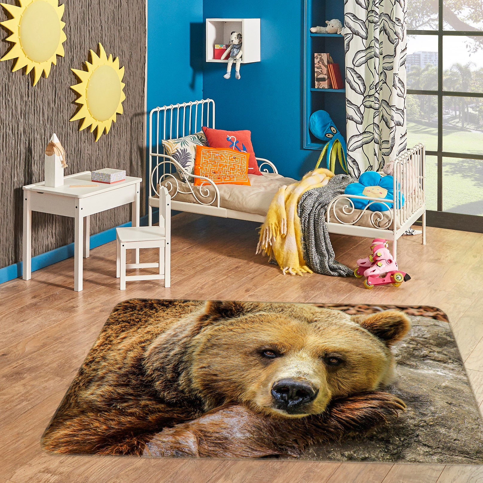 3D Brown Bear 014 Animal Non Slip Rug Mat
