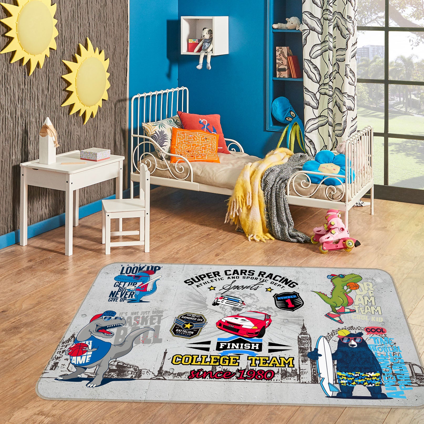 3D Dinosaur Car 34088 Non Slip Rug Mat
