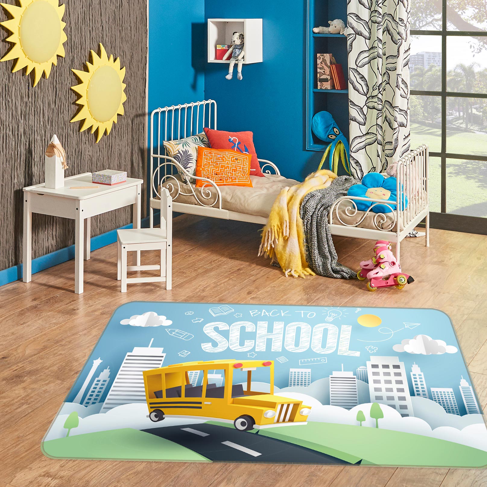 3D Yellow Car 77176 Non Slip Rug Mat