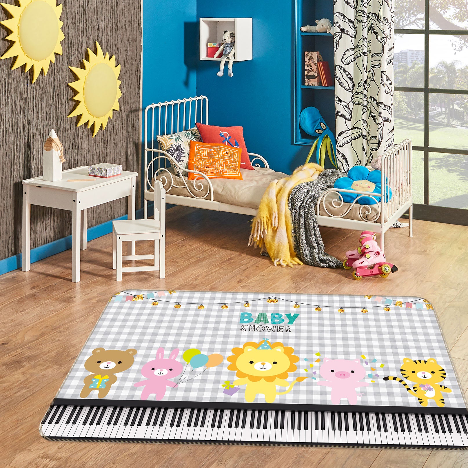 3D Little Animals Piano 34091 Non Slip Rug Mat
