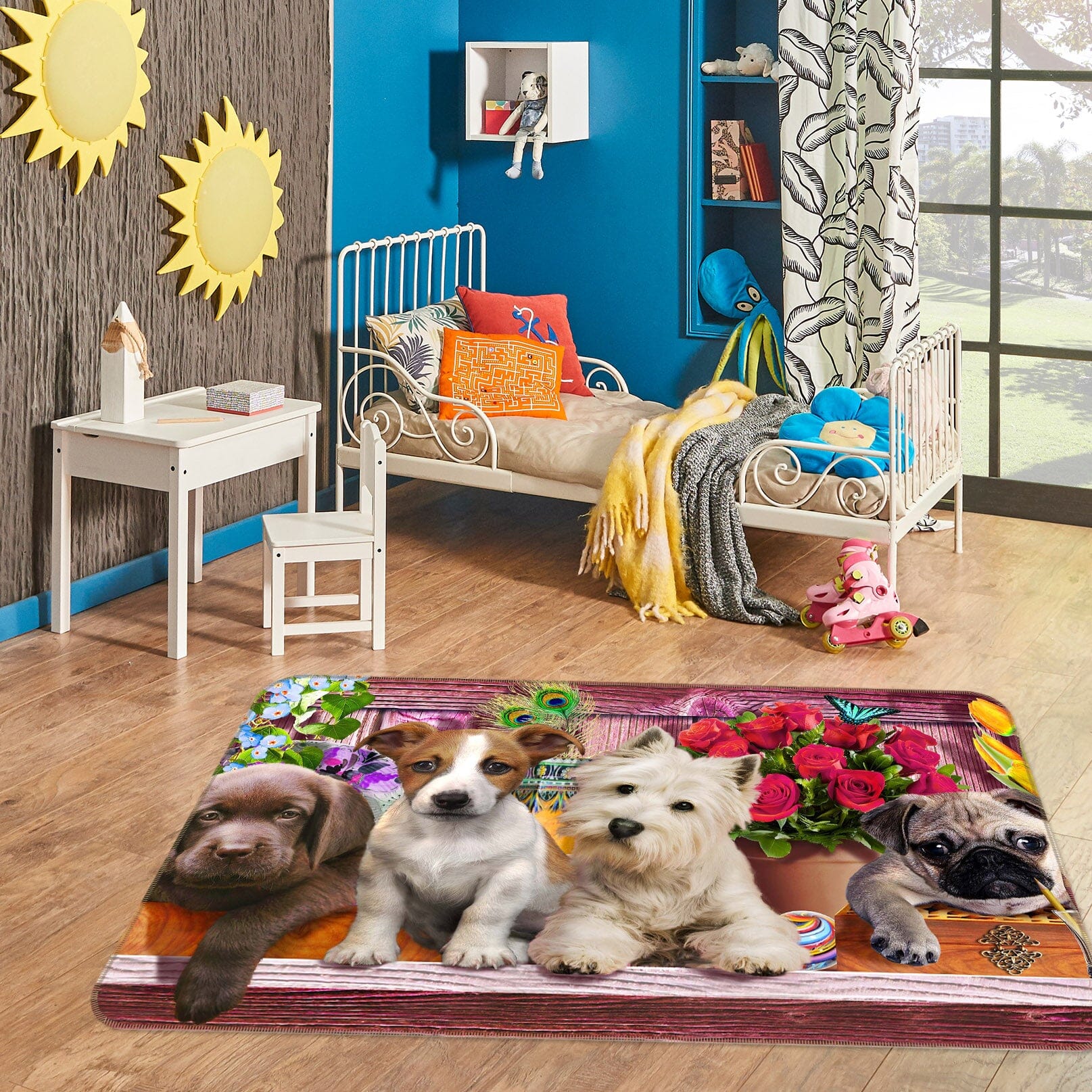 3D Dog Family 1057 Adrian Chesterman Rug Non Slip Rug Mat Mat AJ Creativity Home 