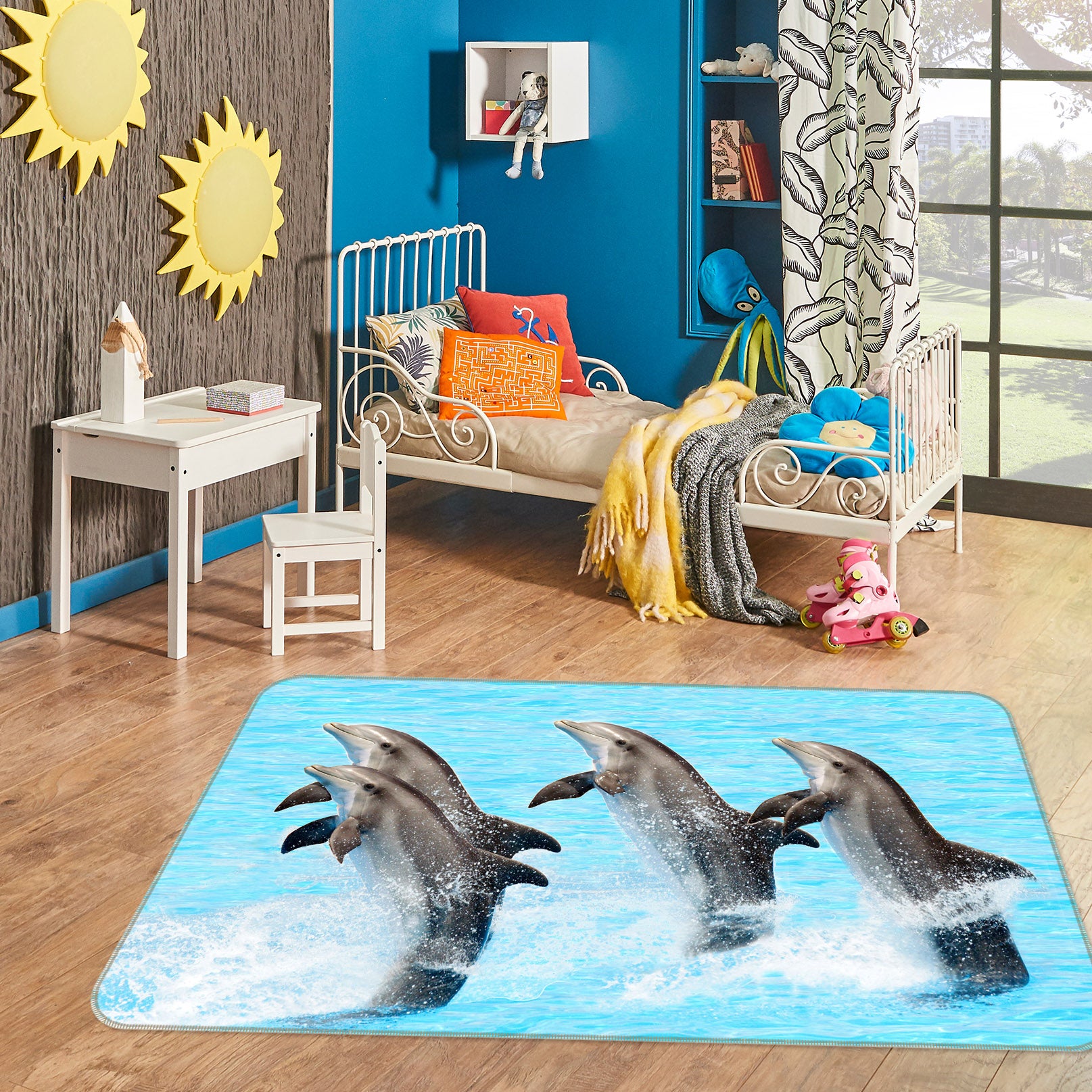 3D Three Jump Dolphins 38118 Animal Non Slip Rug Mat