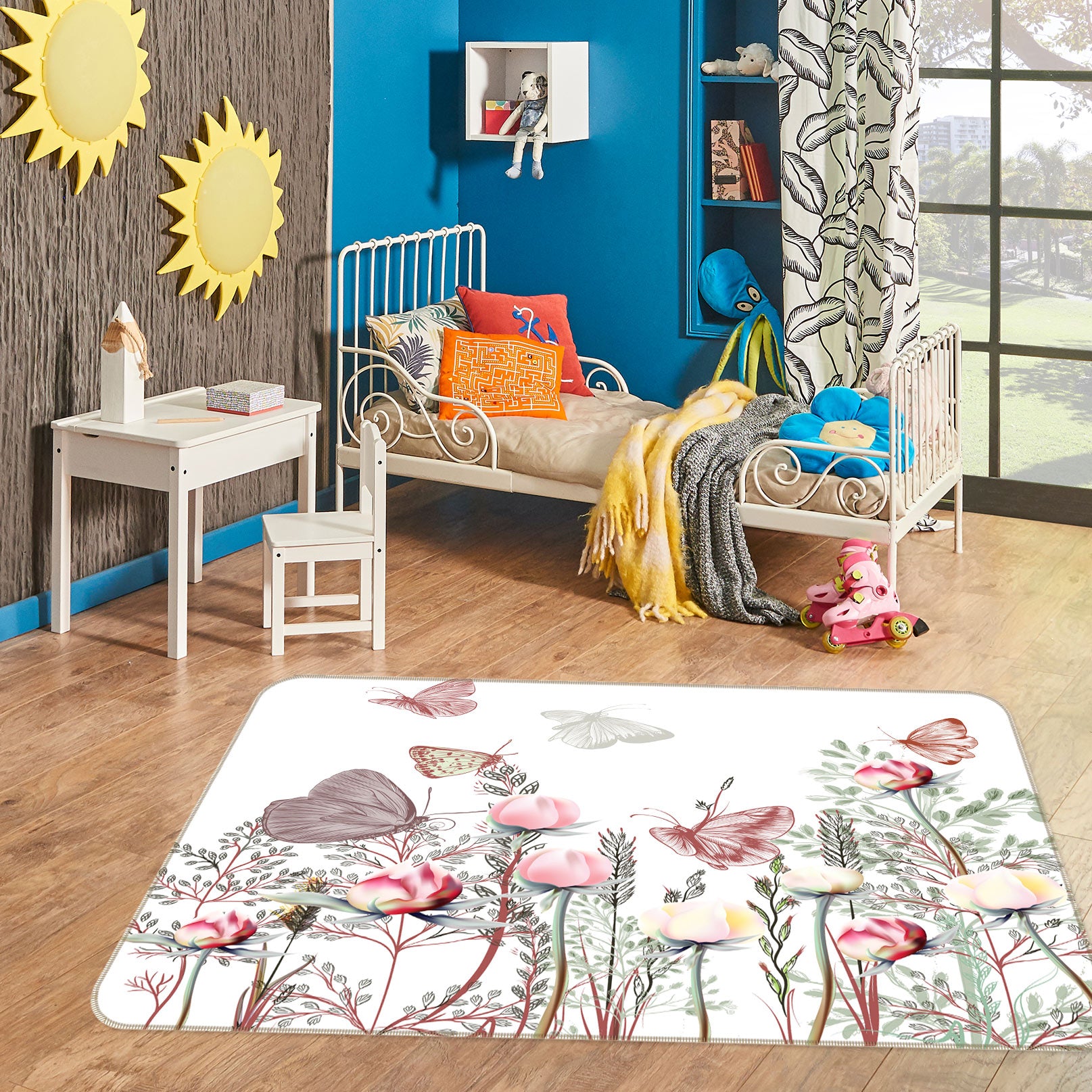 3D Flower Butterfly 37080 Non Slip Rug Mat