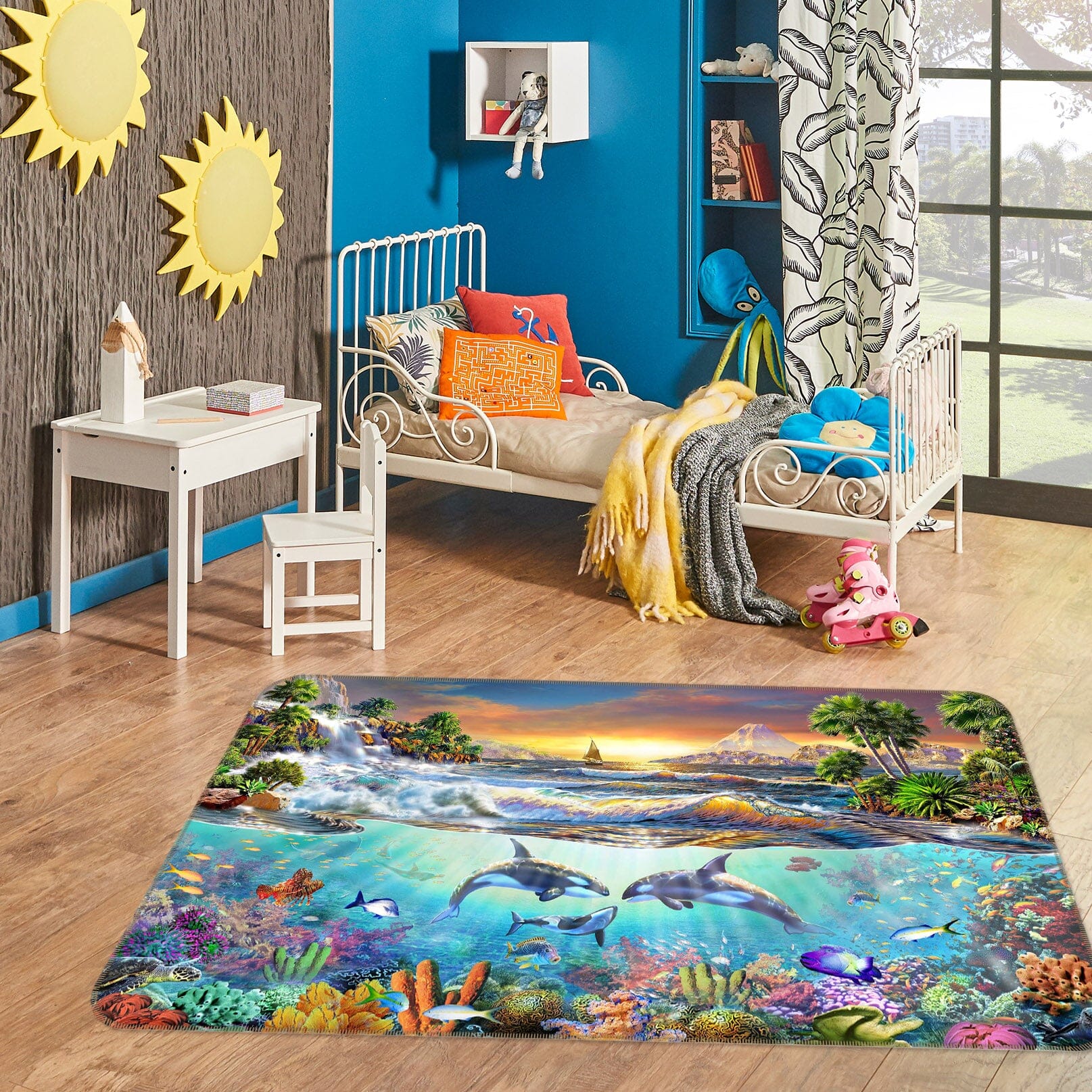 3D Cute Dolphin 1053 Adrian Chesterman Rug Non Slip Rug Mat Mat AJ Creativity Home 