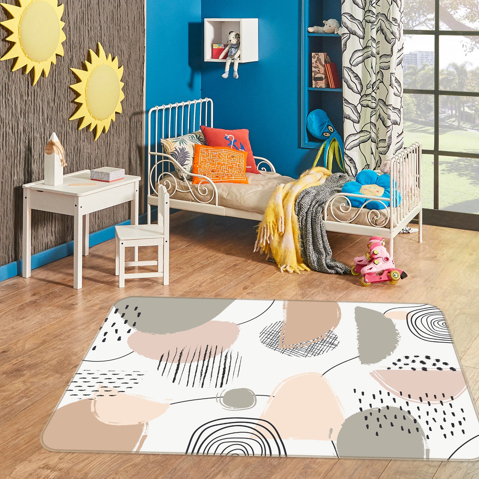 3D Pink Brown Pattern 30087 Non Slip Rug Mat