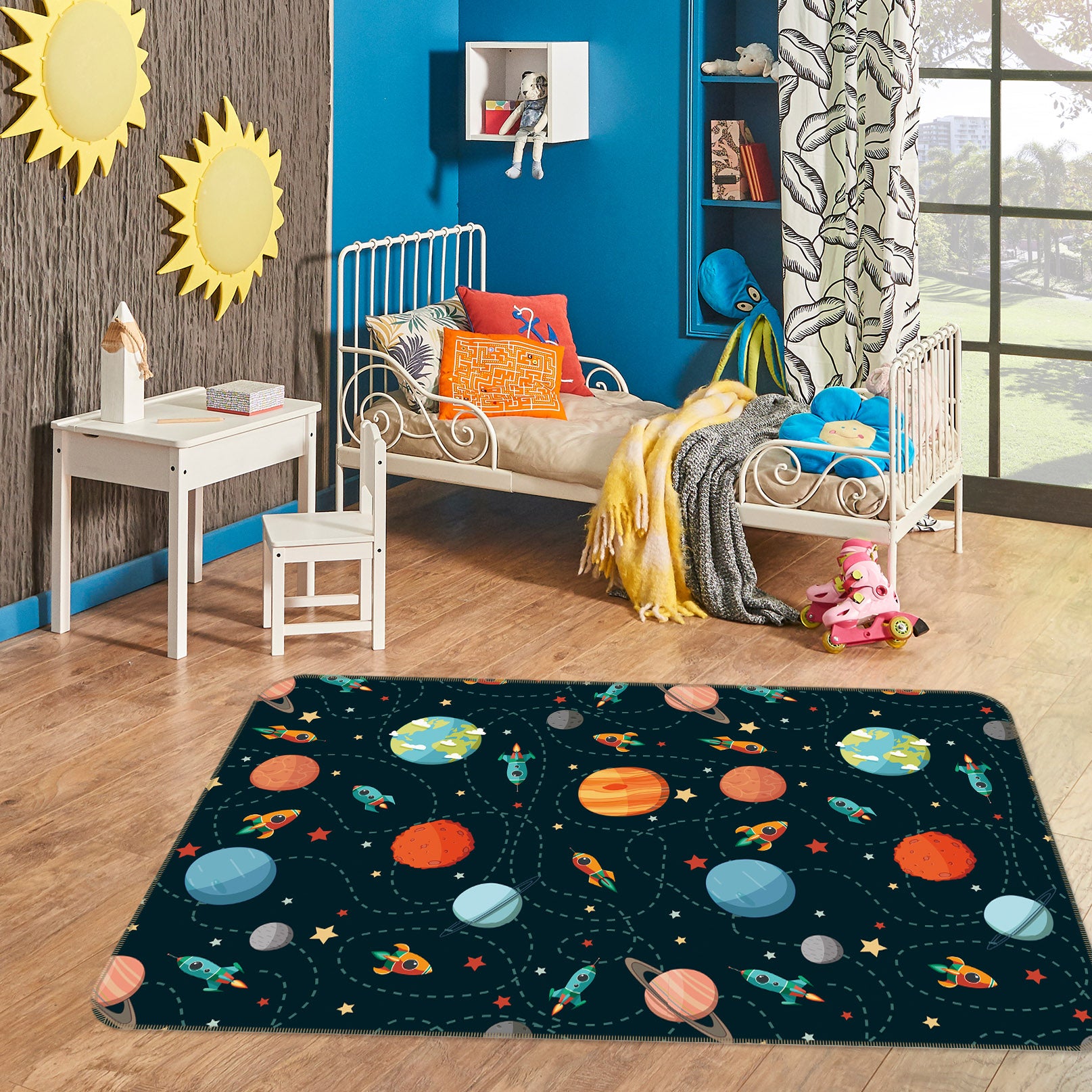 3D Planet Pattern 35014 Non Slip Rug Mat