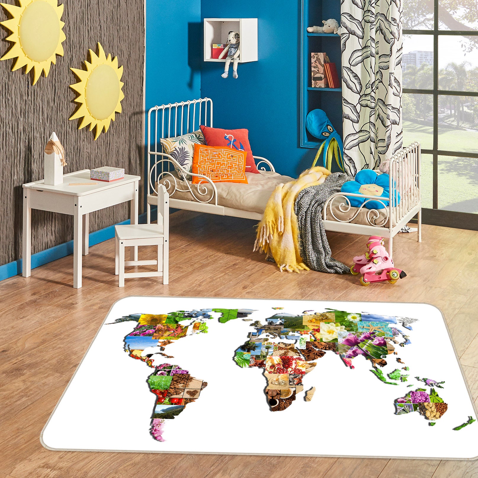 3D Colored Territory 227 World Map Non Slip Rug Mat
