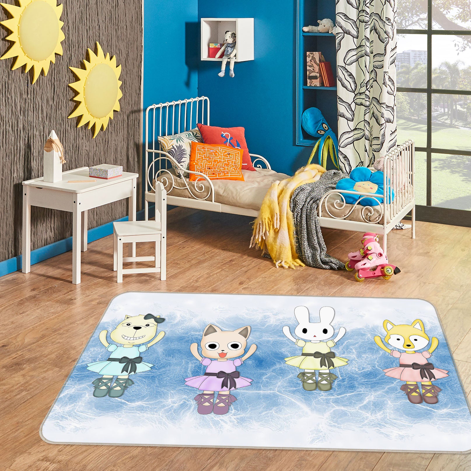 3D Cartoon Cat Rabbit 34034 Non Slip Rug Mat
