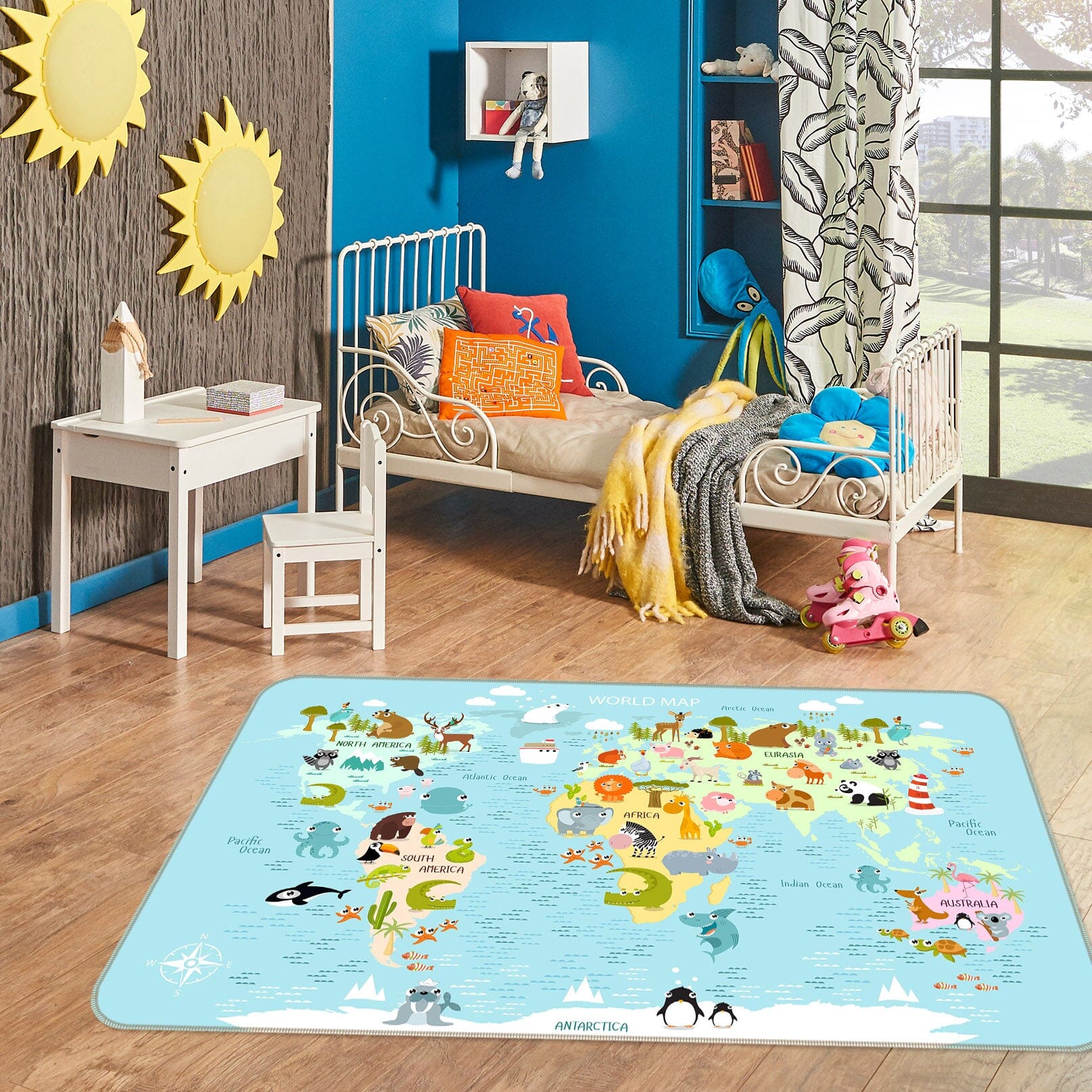 3D Animal Park 305 World Map Non Slip Rug Mat Mat AJ Creativity Home 