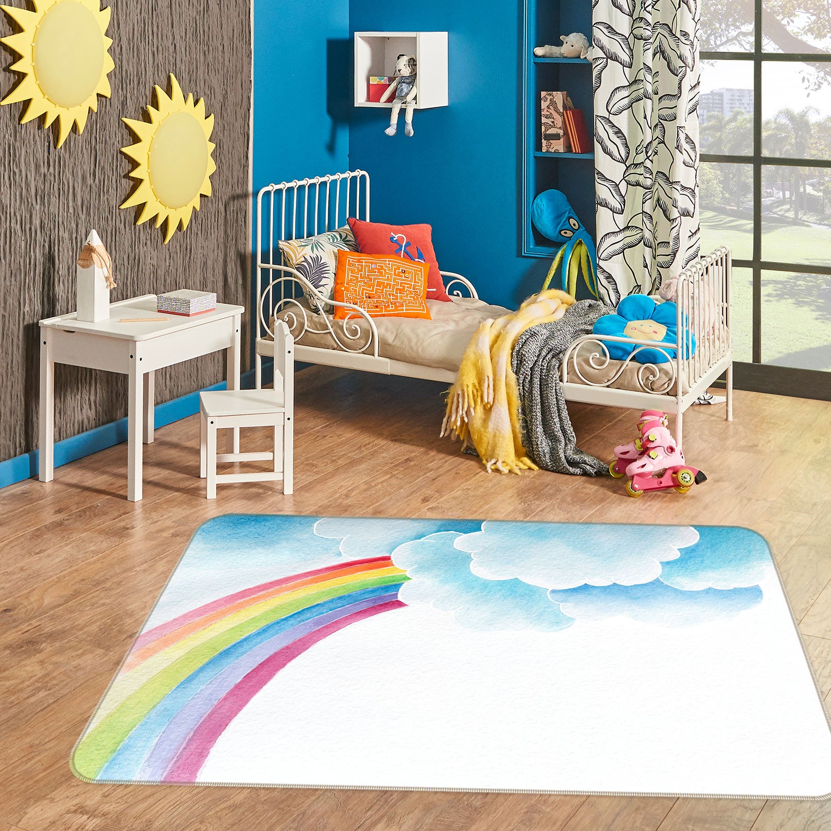3D Rainbow Clouds 77150 Non Slip Rug Mat