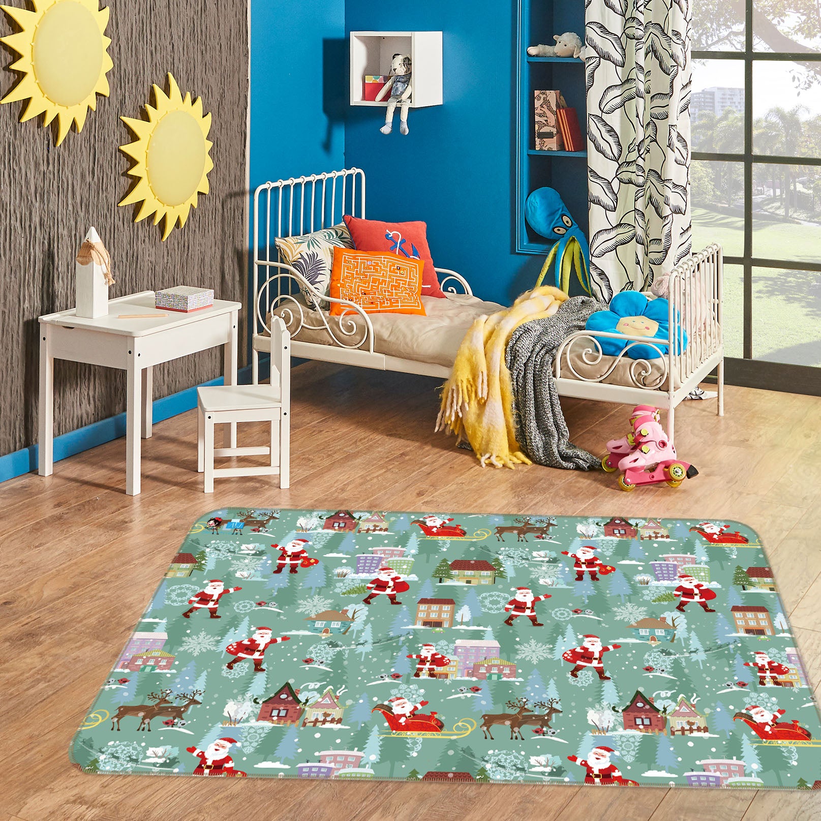 3D Santa Claus House Pattern 55066 Christmas Non Slip Rug Mat Xmas
