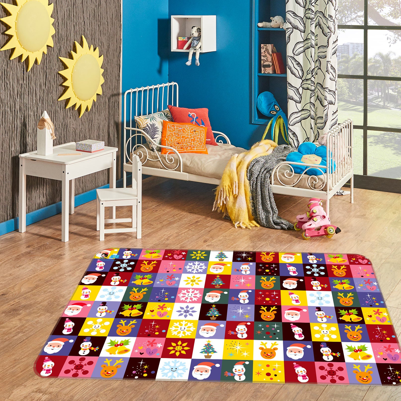 3D Splicing Santa Claus 1049 Christmas Non Slip Rug Mat Xmas