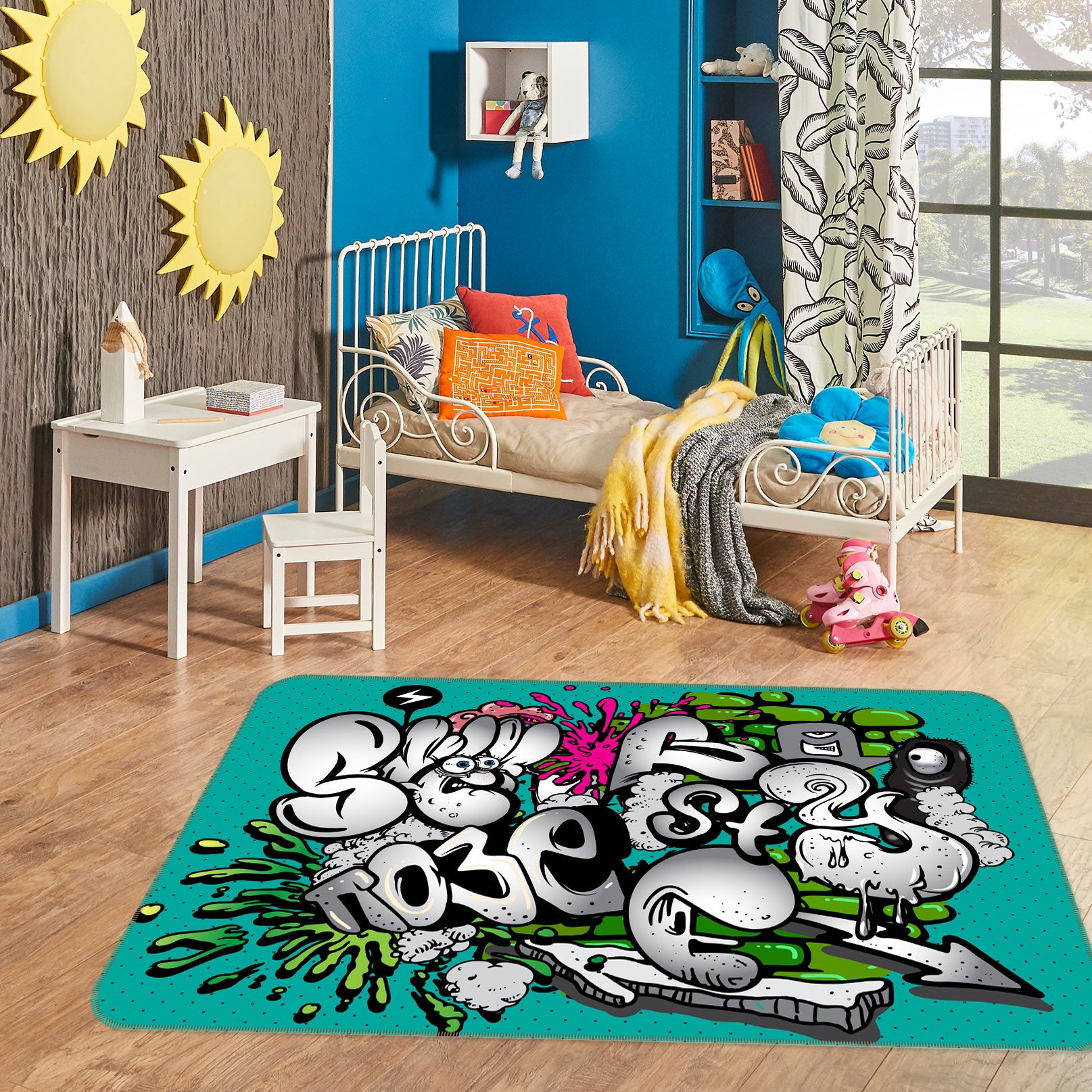 3D Green Letters 30089 Non Slip Rug Mat