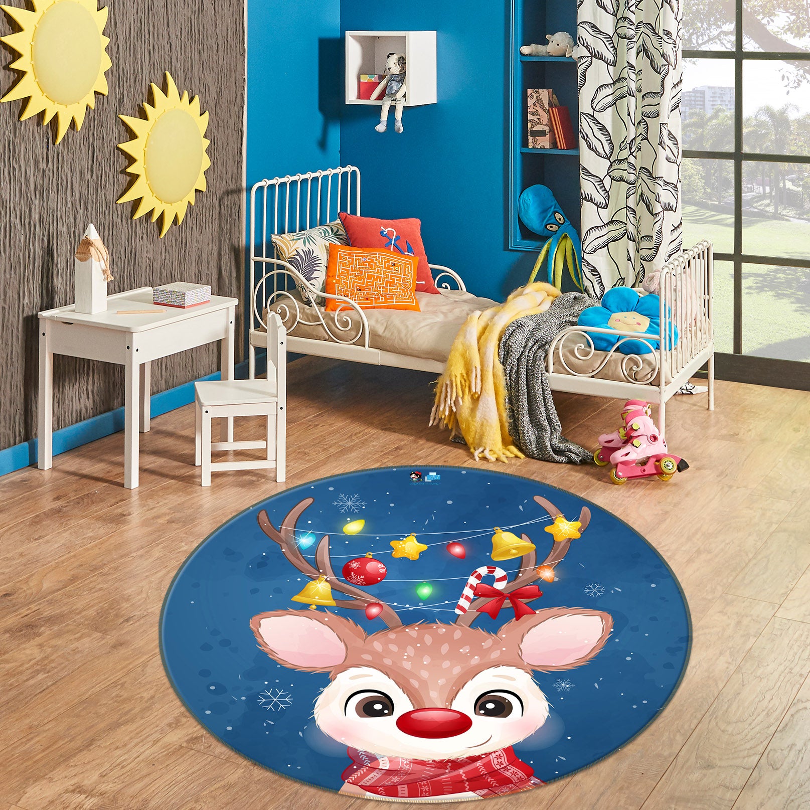 3D Deer 75075 Round Non Slip Rug Mat
