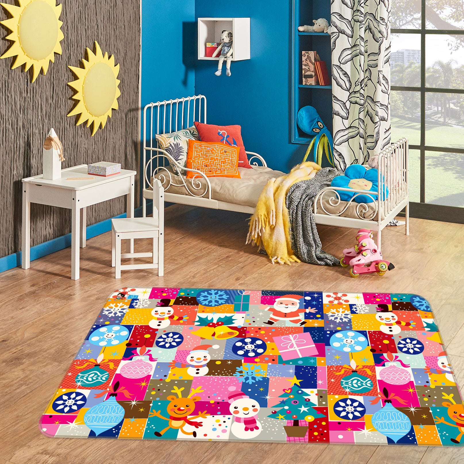 3D Colored Square 54216 Christmas Non Slip Rug Mat Xmas