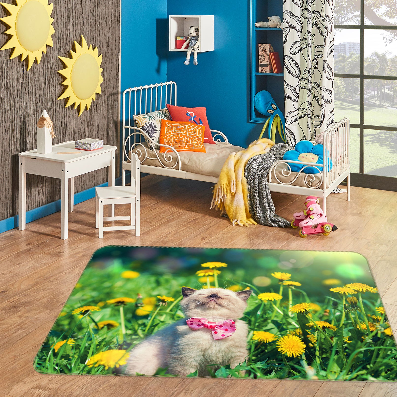 3D Flower Kitten 37095 Non Slip Rug Mat