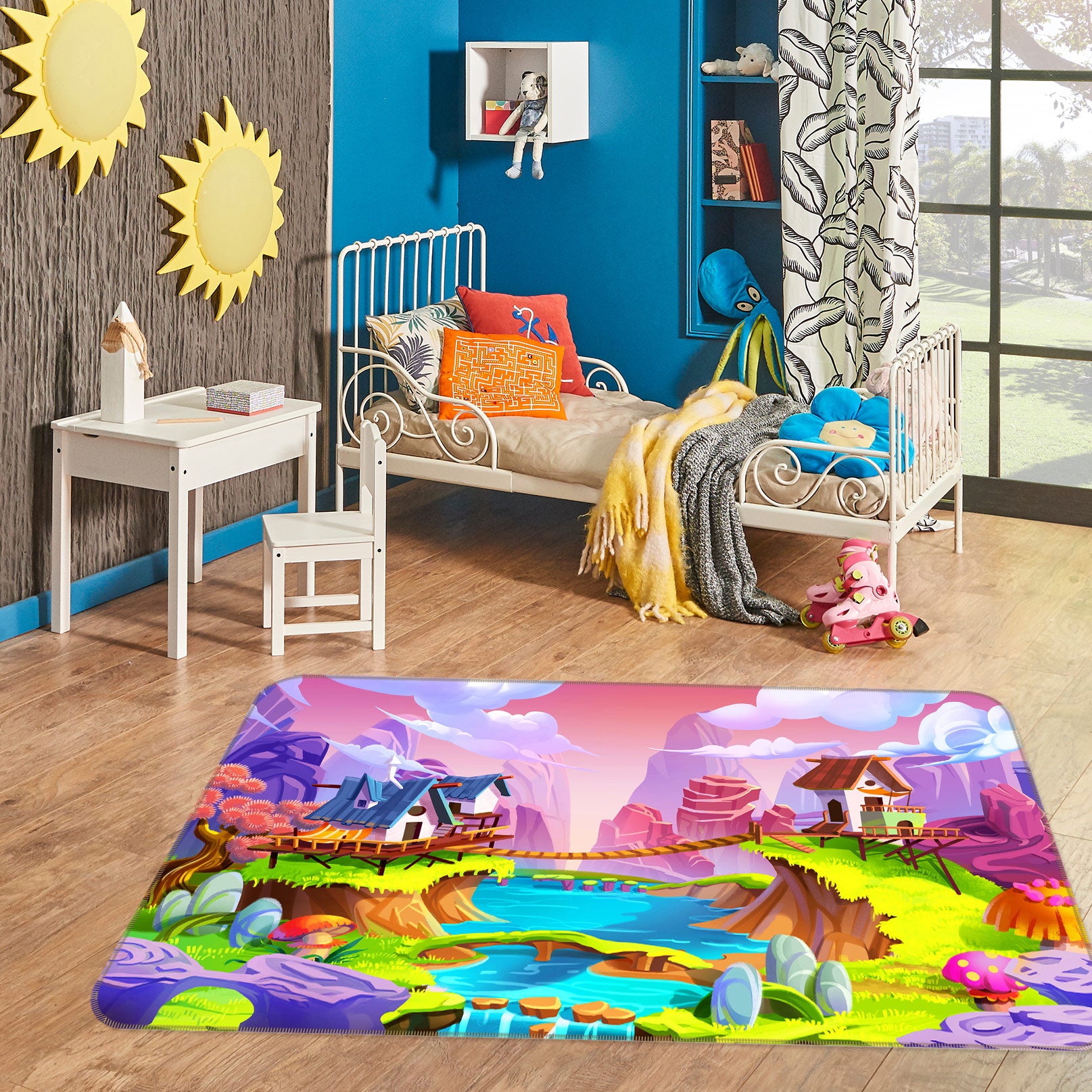 3D Cartoon Landscape Hut 77129 Non Slip Rug Mat