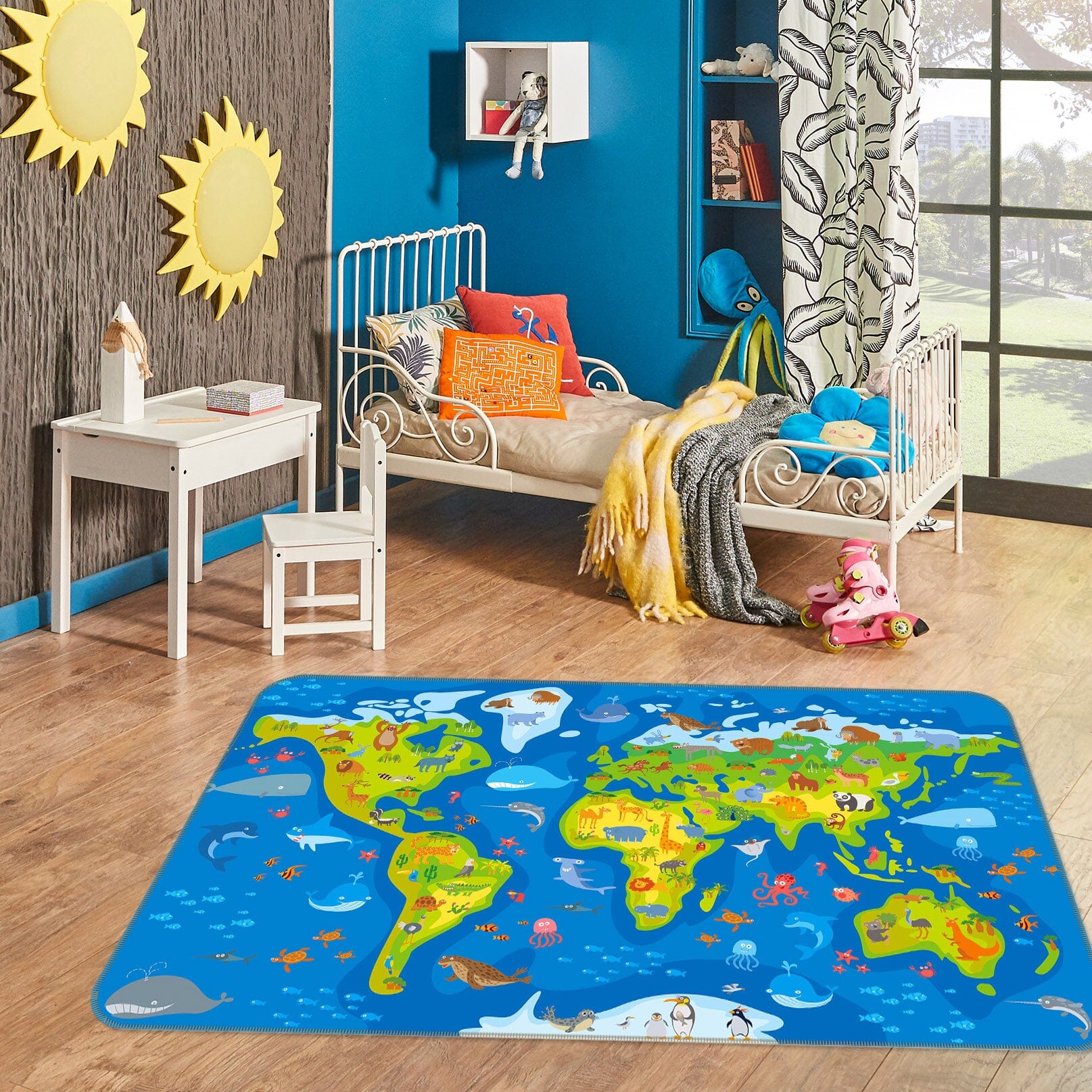 3D Red Spots 242 World Map Non Slip Rug Mat Mat AJ Creativity Home 