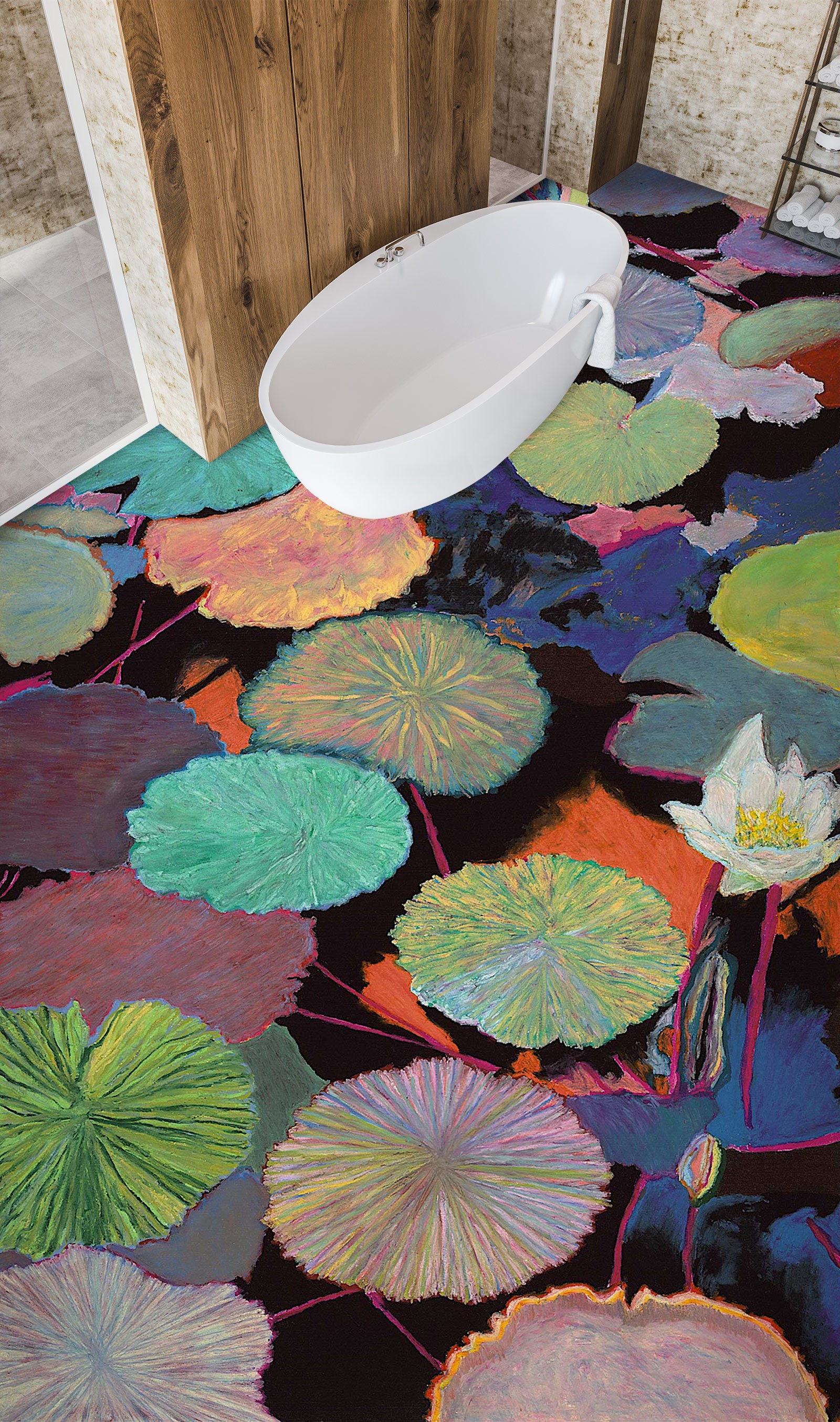 3D Colorful Lotus Leaf 96121 Allan P. Friedlander Floor Mural