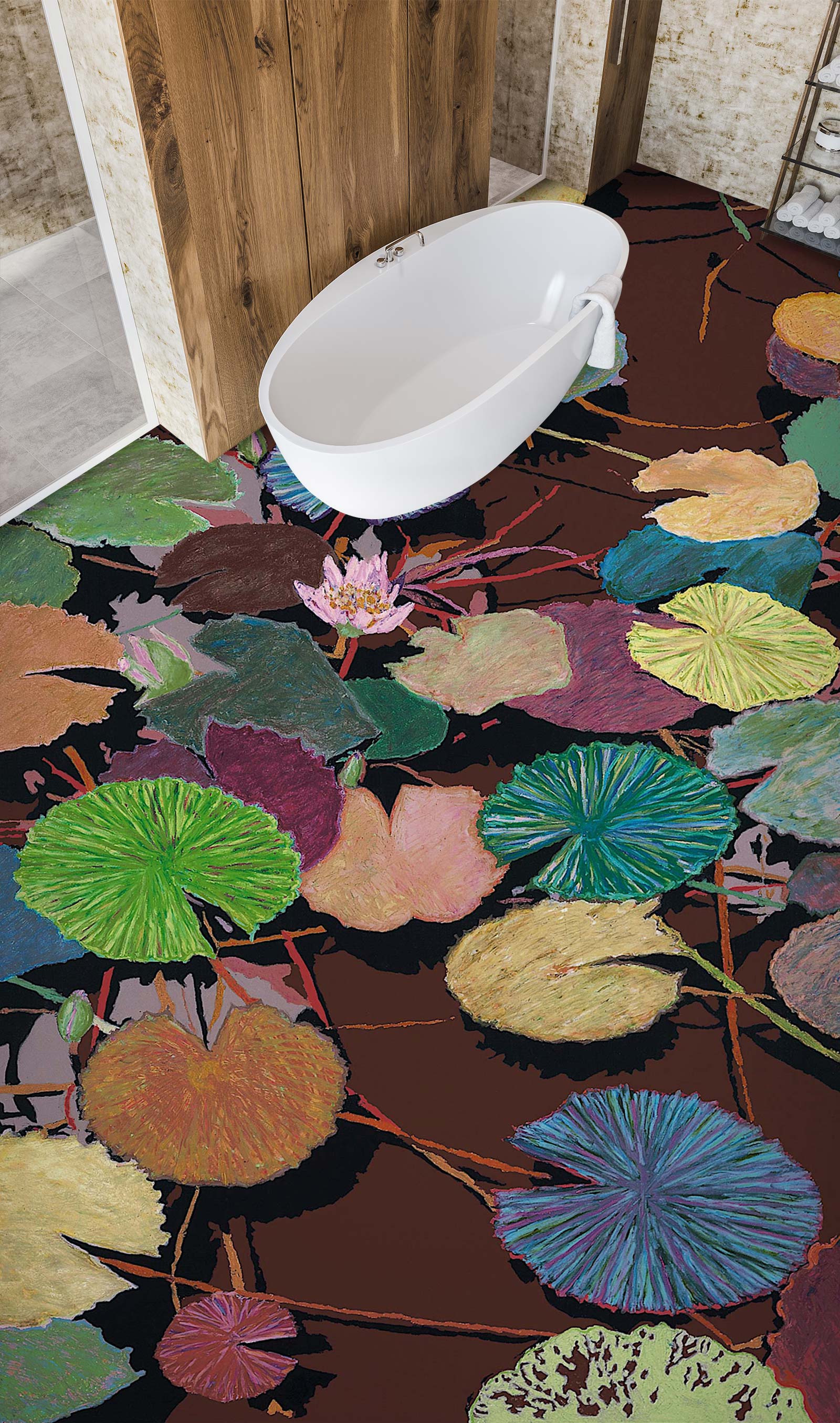 3D Lotus Leaf Color Pattern 96124 Allan P. Friedlander Floor Mural