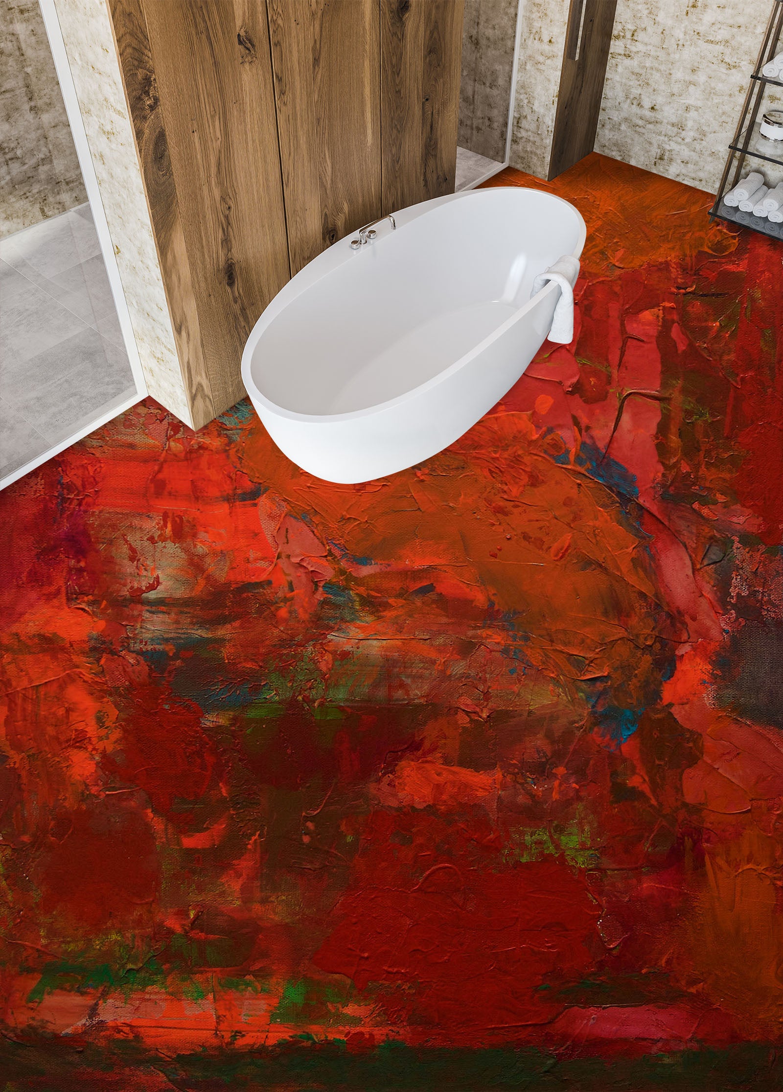 3D Red Pattern 9937 Allan P. Friedlander Floor Mural