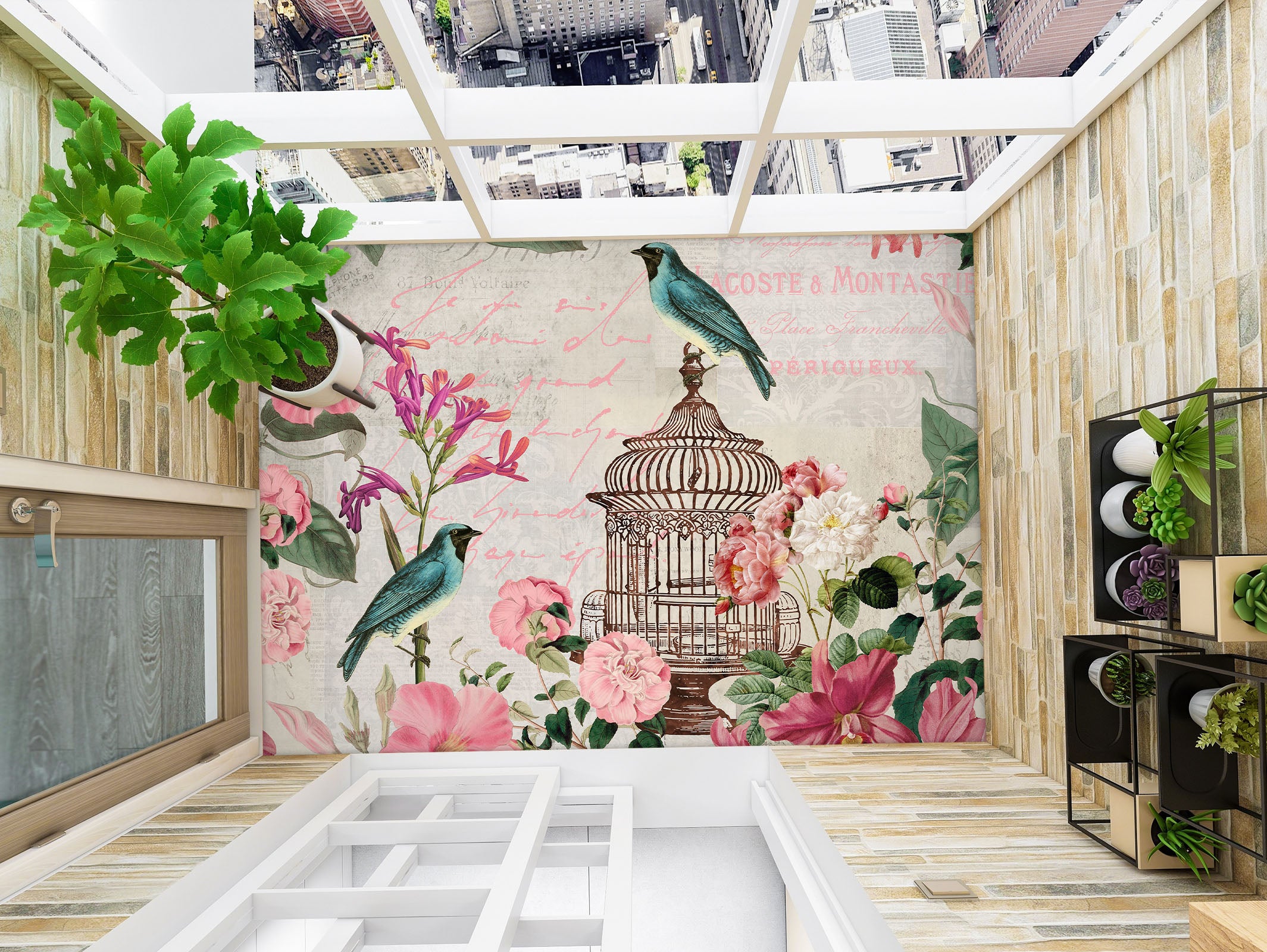 3D Flowers Birdcage 140132 Andrea Haase Floor Mural