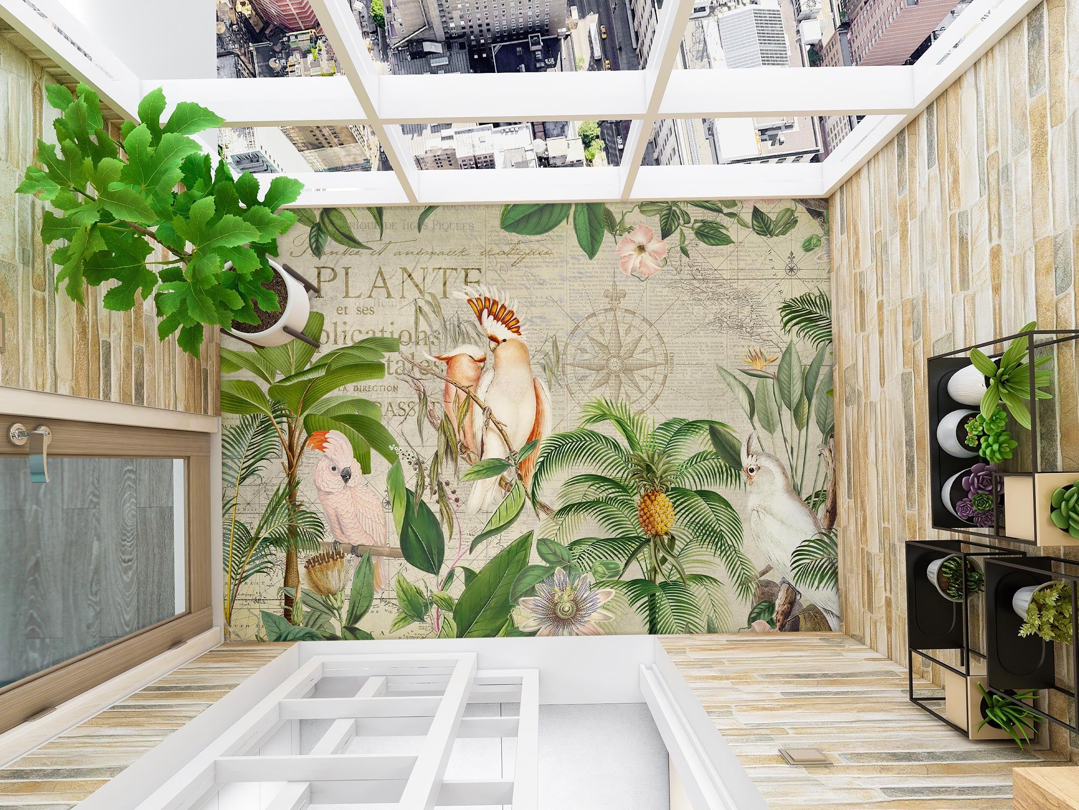 3D Jungle Parrot Pineapple 104173 Andrea Haase Floor Mural