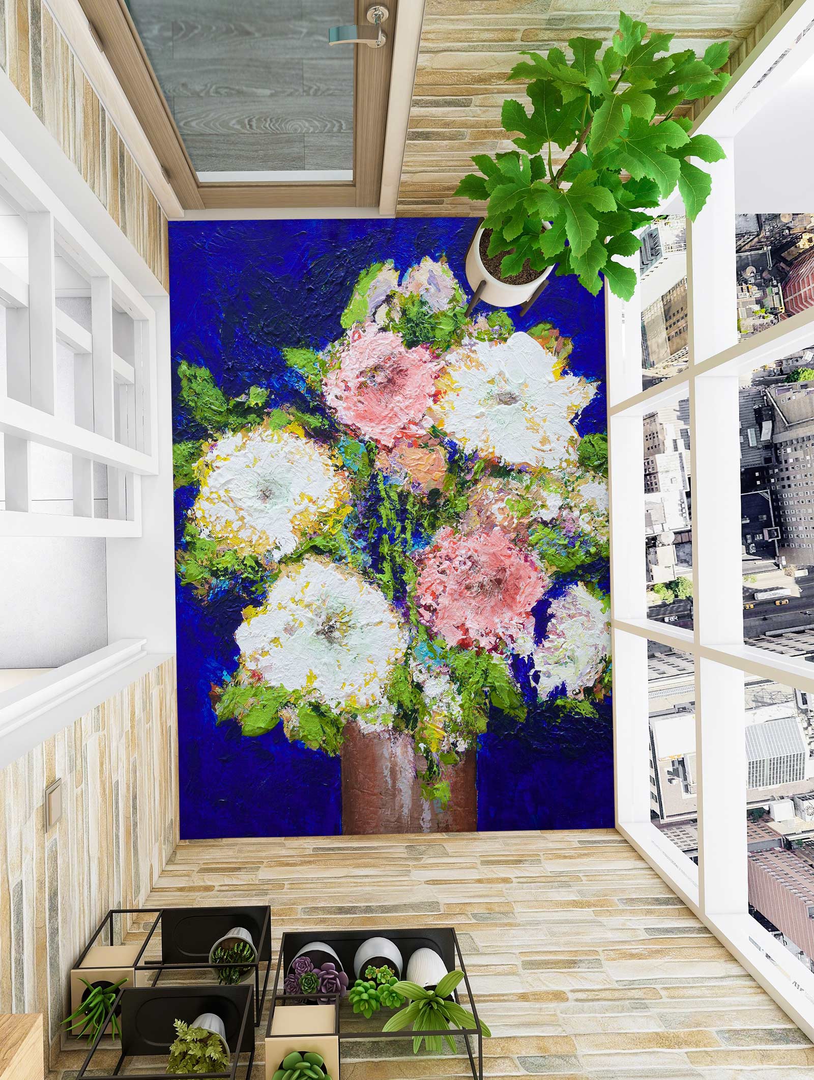 3D Flowers Vase Painting 9698 Allan P. Friedlander Floor Mural