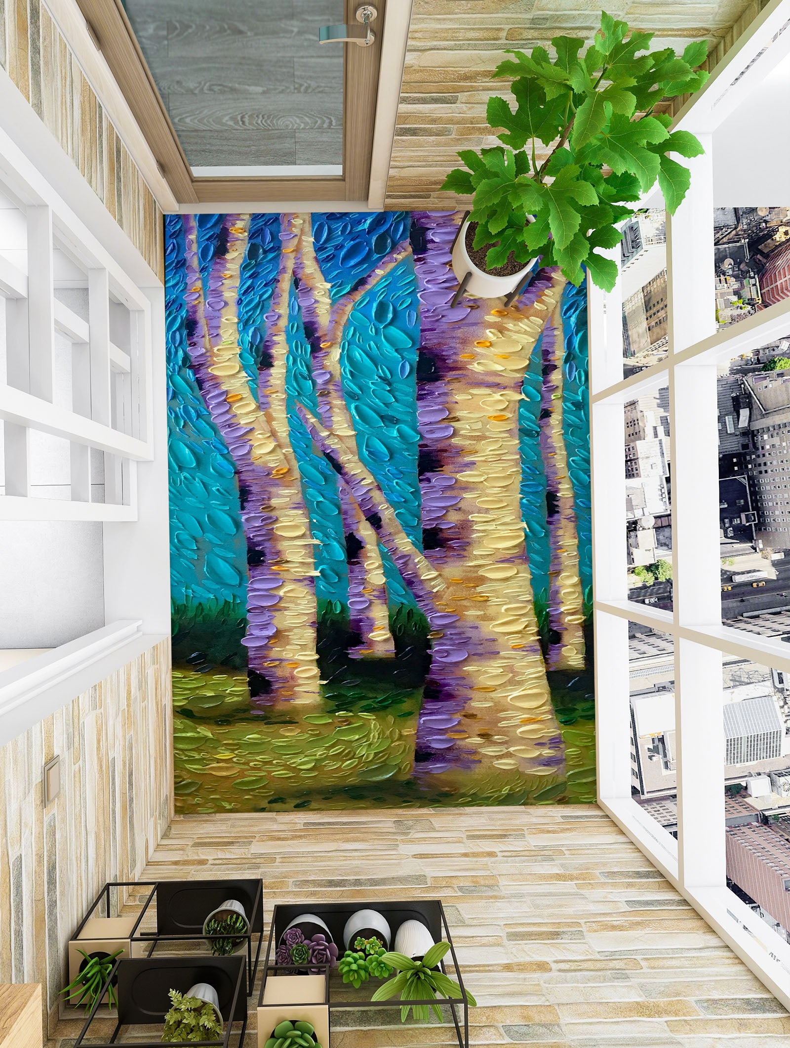 3D Trees Grass 102179 Dena Tollefson Floor Mural