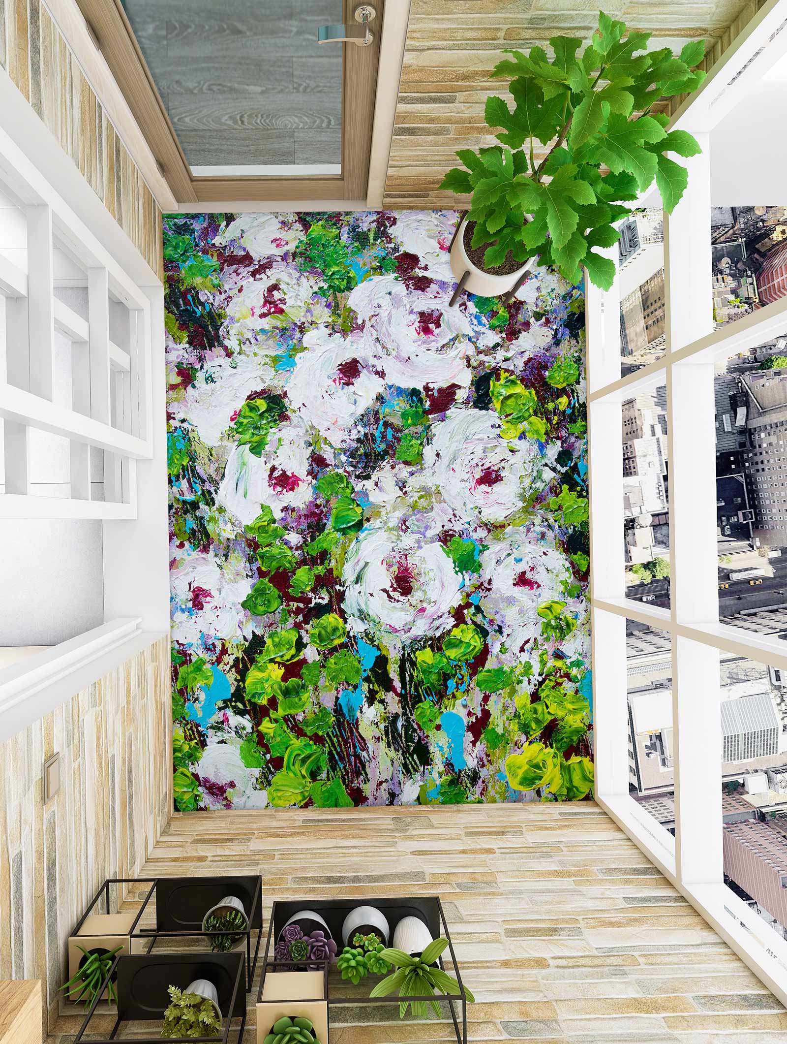3D Oil Painting Garden Flowers 96109 Allan P. Friedlander Floor Mural