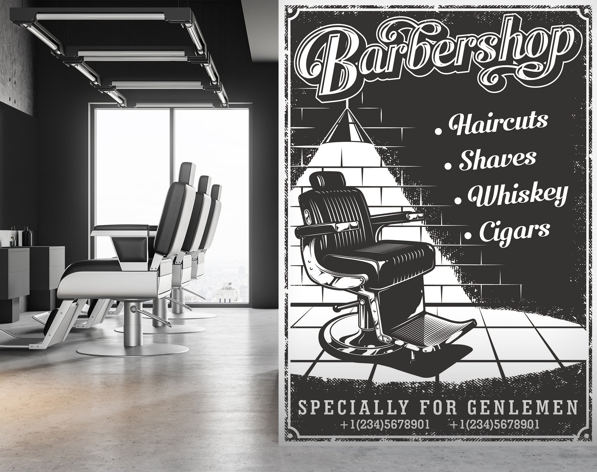3D Barber Chair 115211 Barber Shop Wall Murals