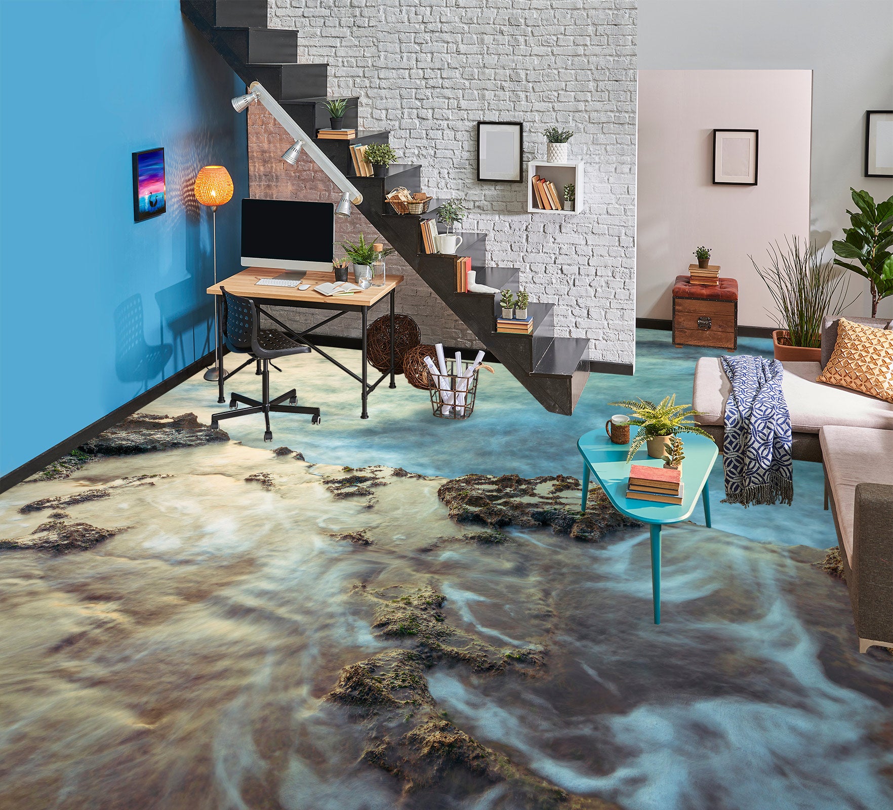 3D Seaside Reef 9840 Assaf Frank Floor Mural