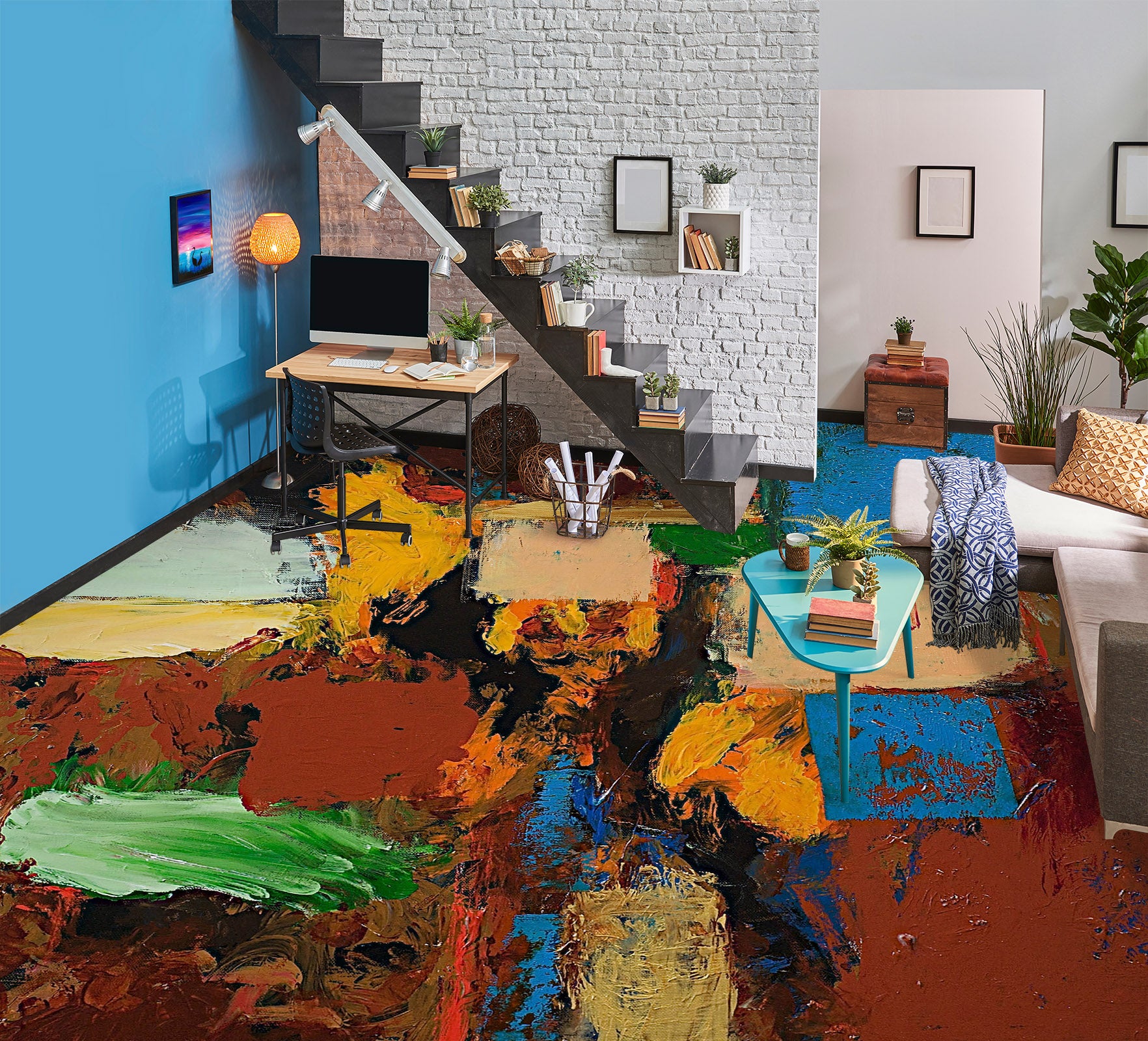 3D Brown Paint Pattern 9922 Allan P. Friedlander Floor Mural