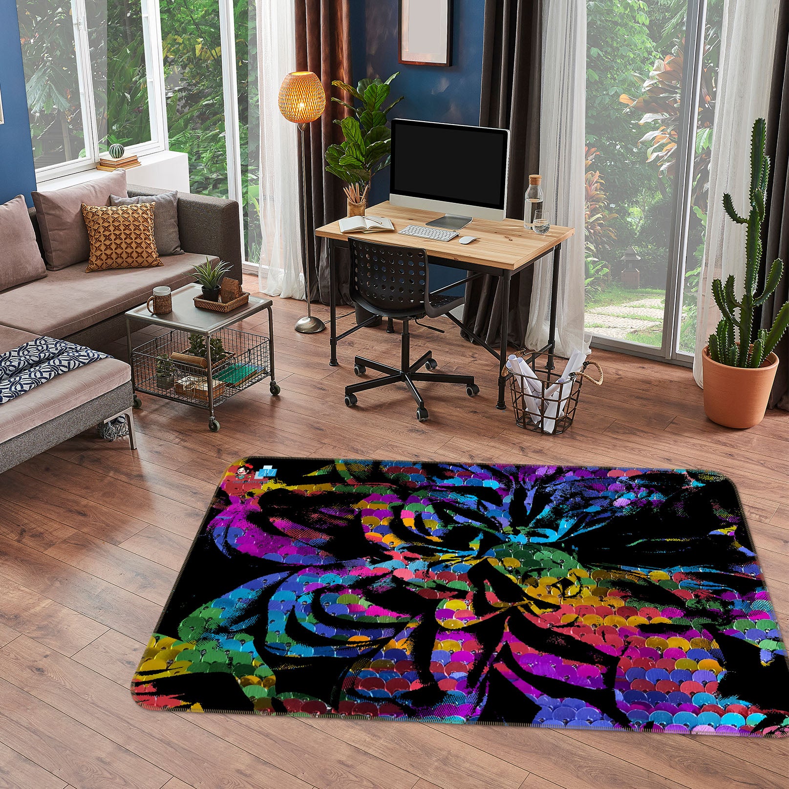 3D Color Scale Pattern 19148 Shandra Smith Rug Non Slip Rug Mat