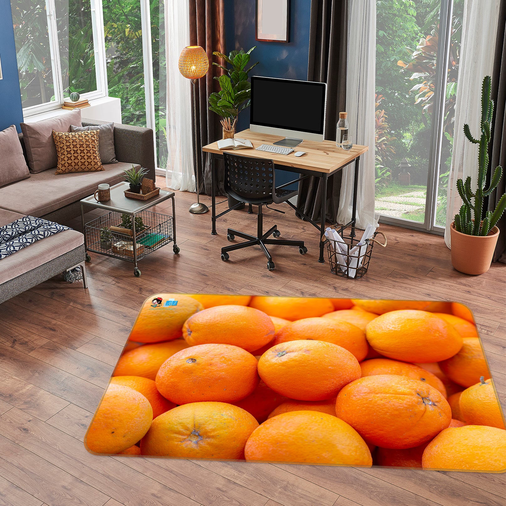 3D Fresh Fruit Orange 6854 Assaf Frank Rug Non Slip Rug Mat