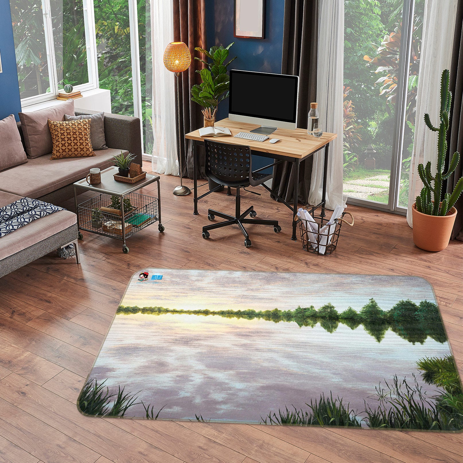 3D Lakeside Grass 1890 Marina Zotova Rug Non Slip Rug Mat