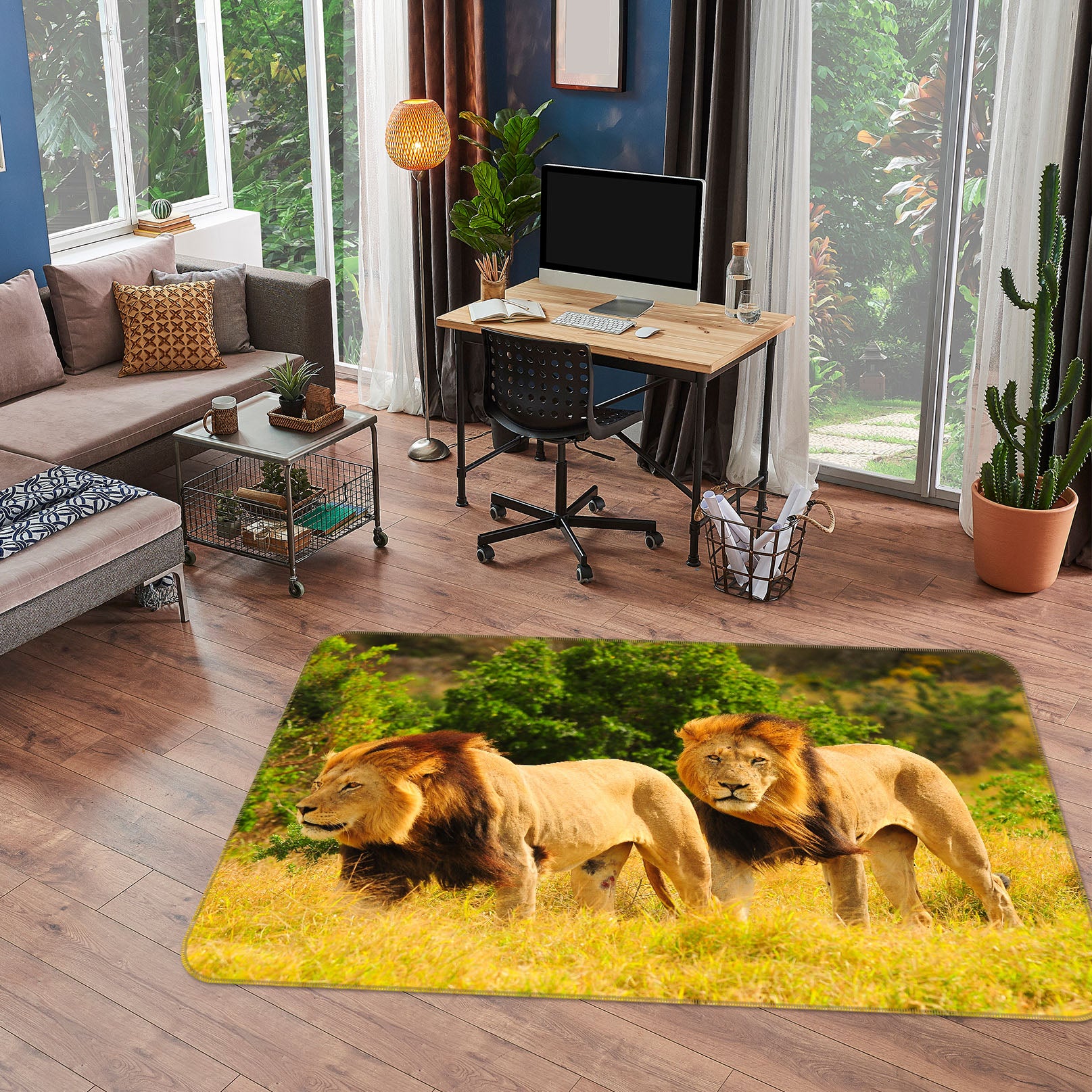 3D Grassland Lion 68145 Animal Non Slip Rug Mat