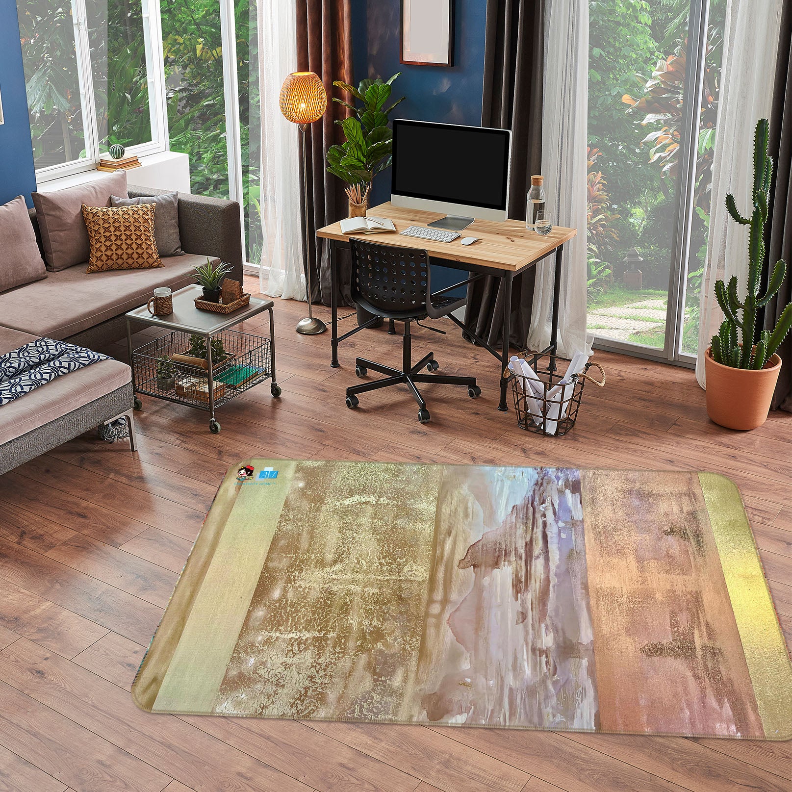 3D Yellow Paint 3032 Skromova Marina Rug Non Slip Rug Mat