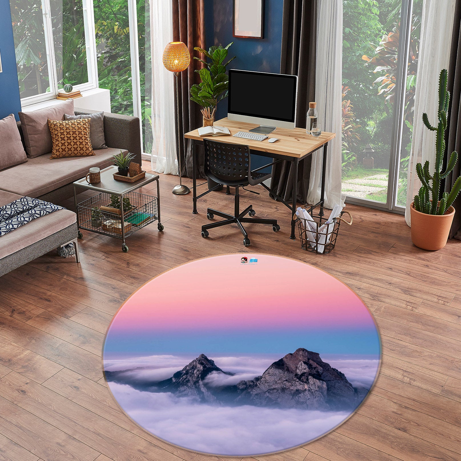3D Mountain 75115 Round Non Slip Rug Mat