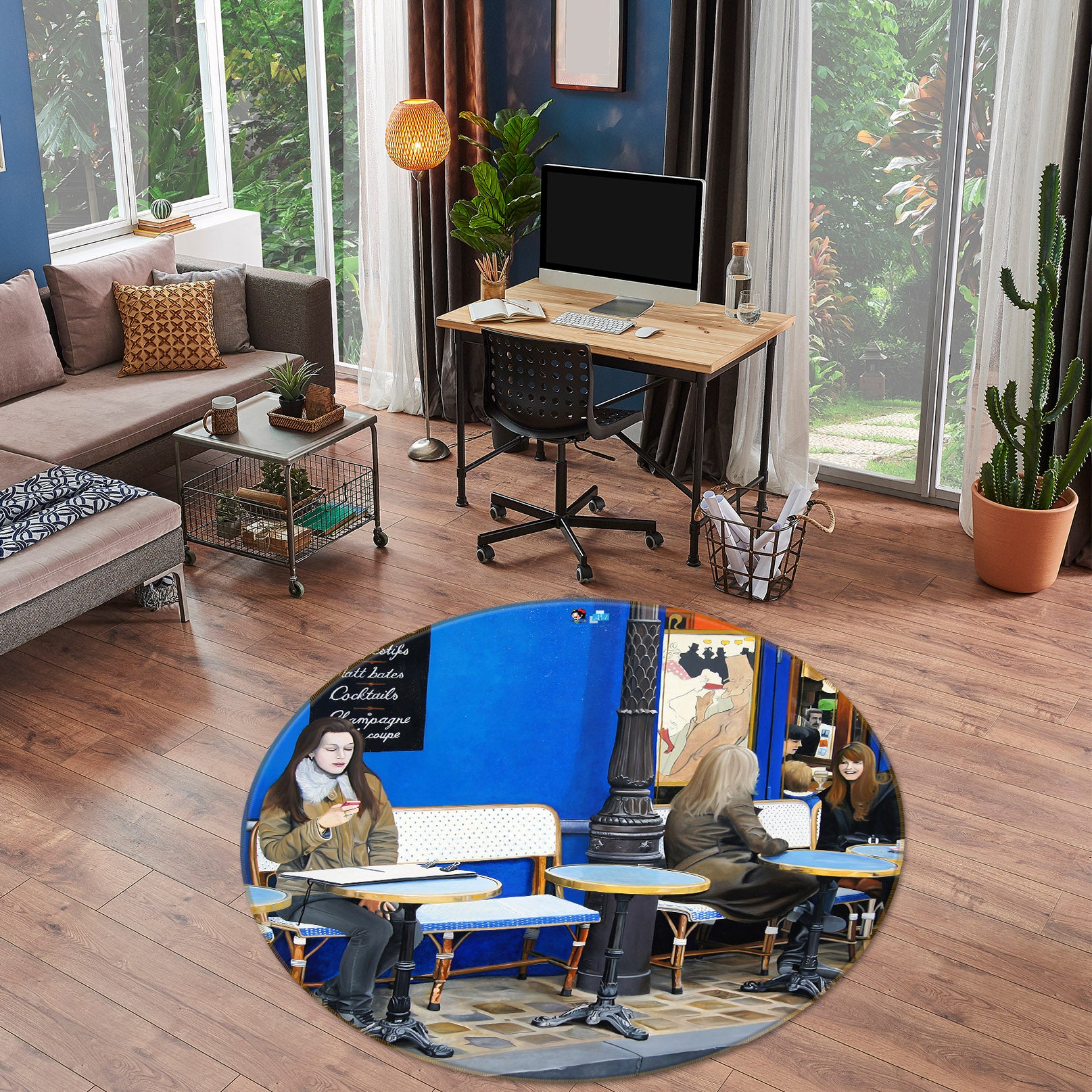 3D Street Tables Chairs 11080 Matthew Holden Bates Rug Round Non Slip Rug Mat